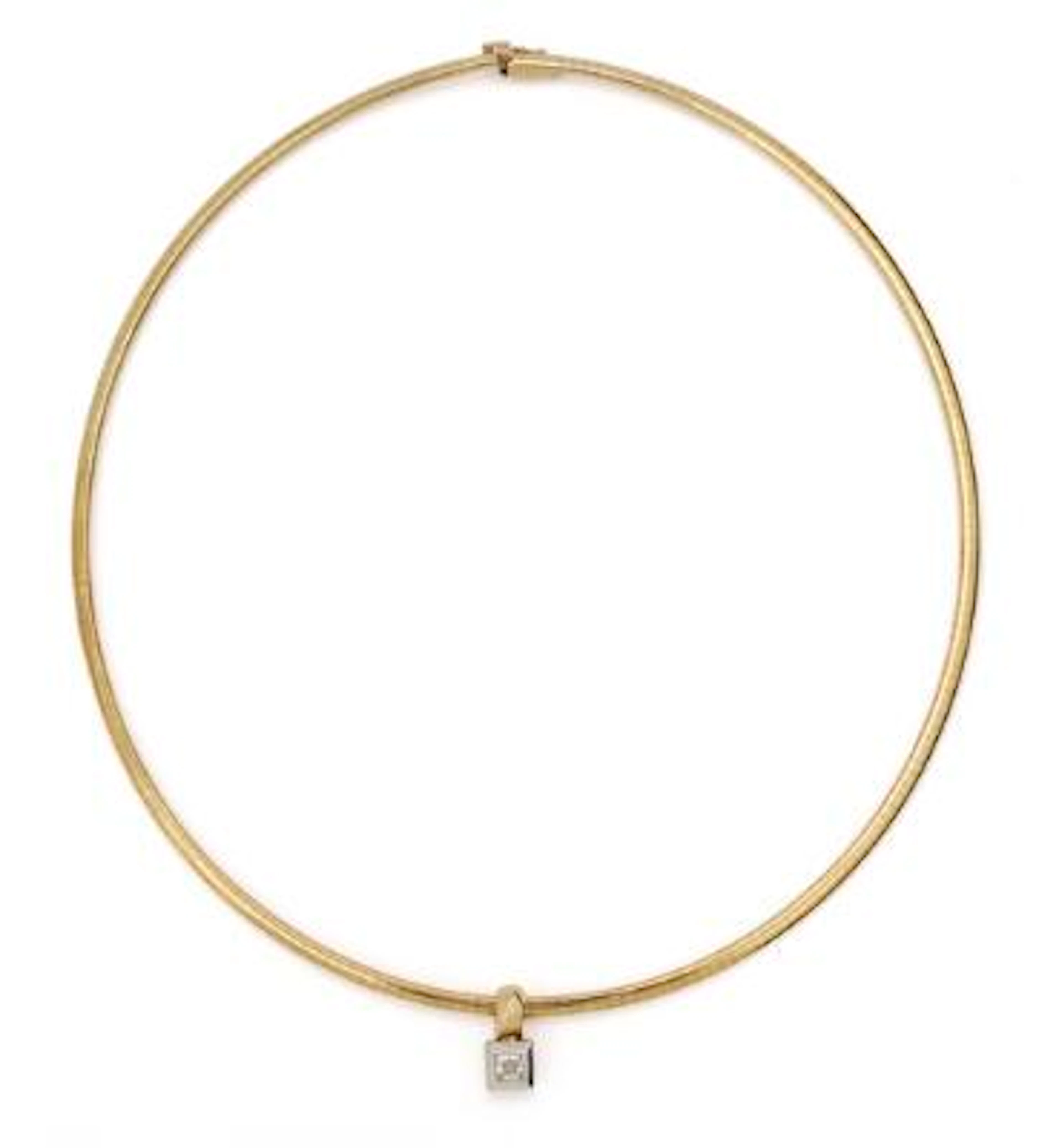 A necklace of 14k gold and a pendant set with a cubic zircon, mounted