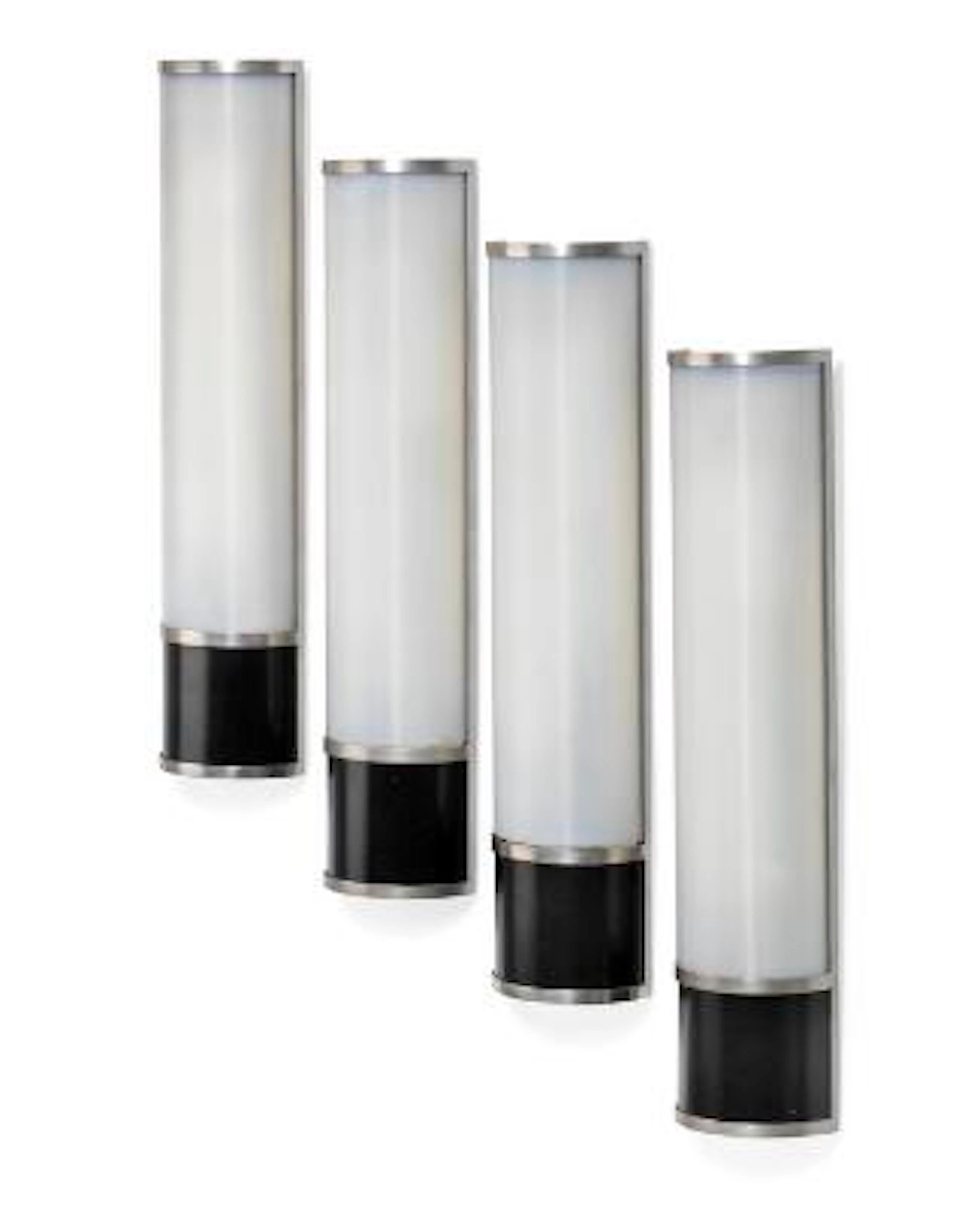 Palle Suenson: Set of four wall sconces with matte chromed and black