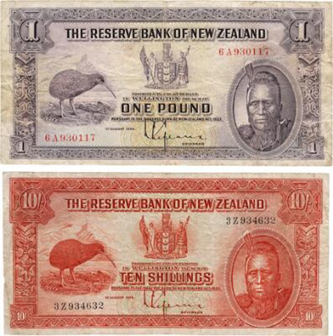 New Zealand, 10 Shillings 1934, Pick 154, 1 Pound 1934 (4 pcs.), Pick