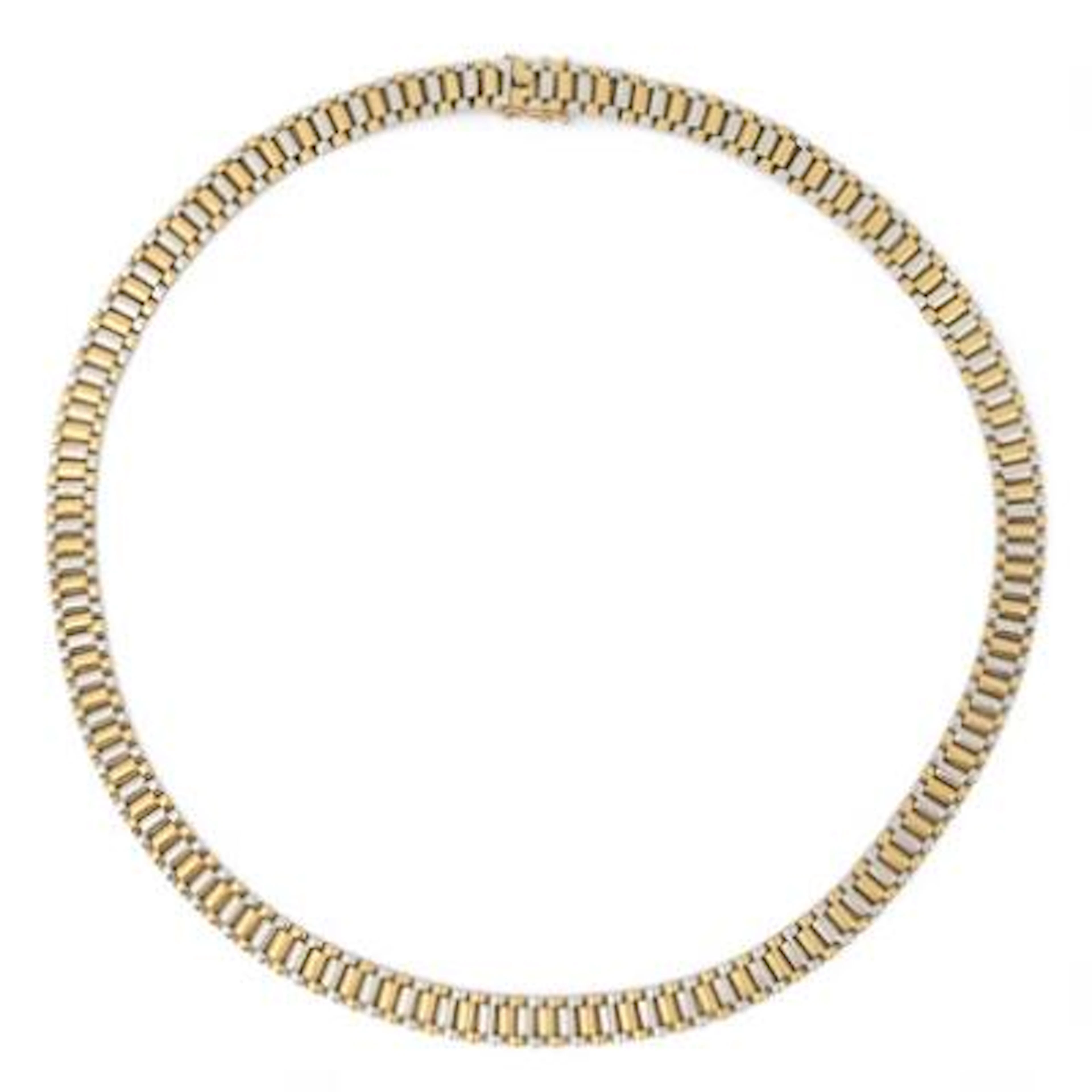 A necklace of 18k gold and white gold. Weight app. 96 g. W. 10 mm.