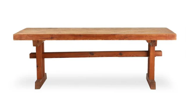 Scandinavian furniture design: A rectangular patinated solid pine