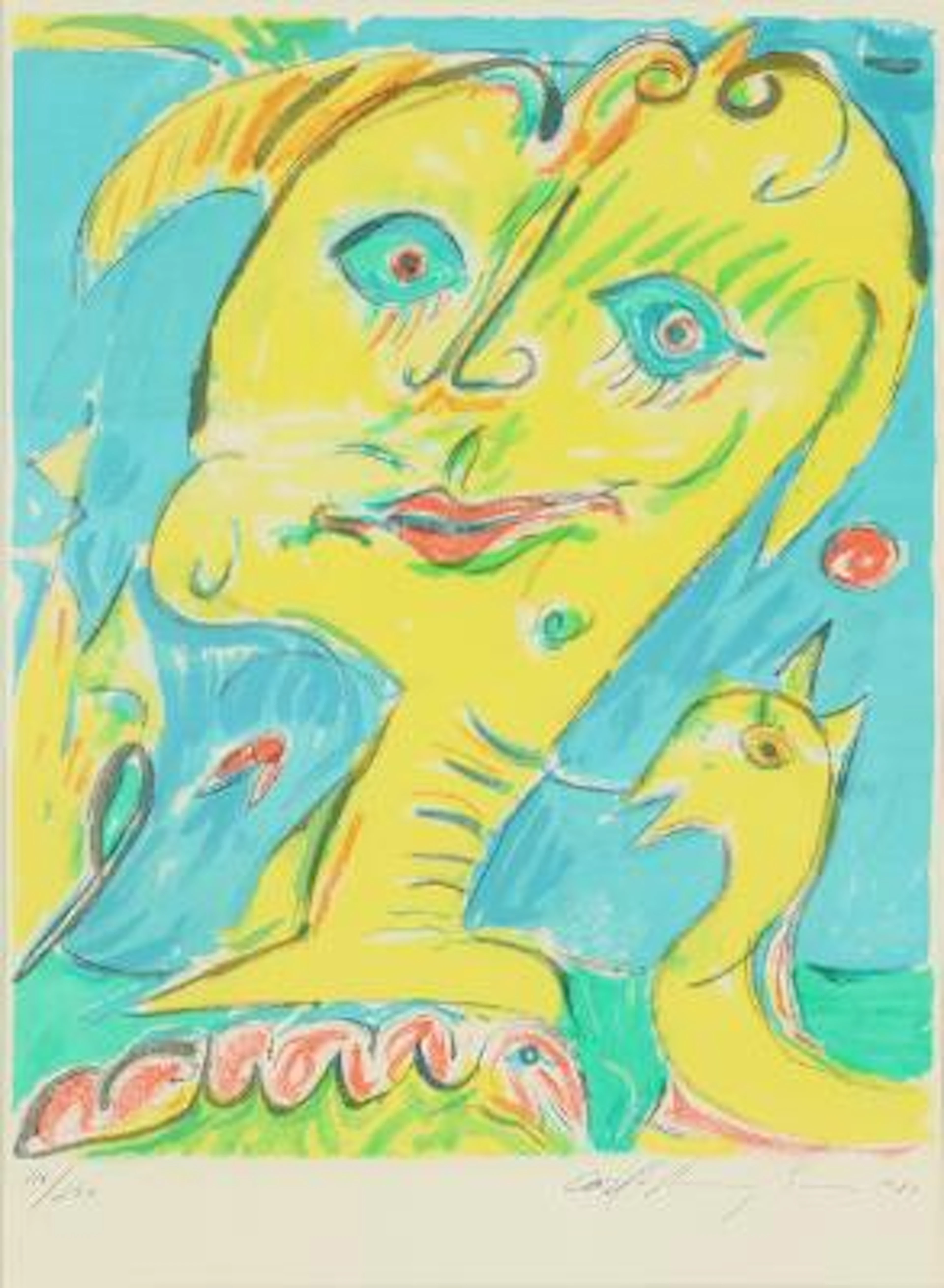 Carl-Henning Pedersen: "The Hill of the Elves". Signed Carl-Henning