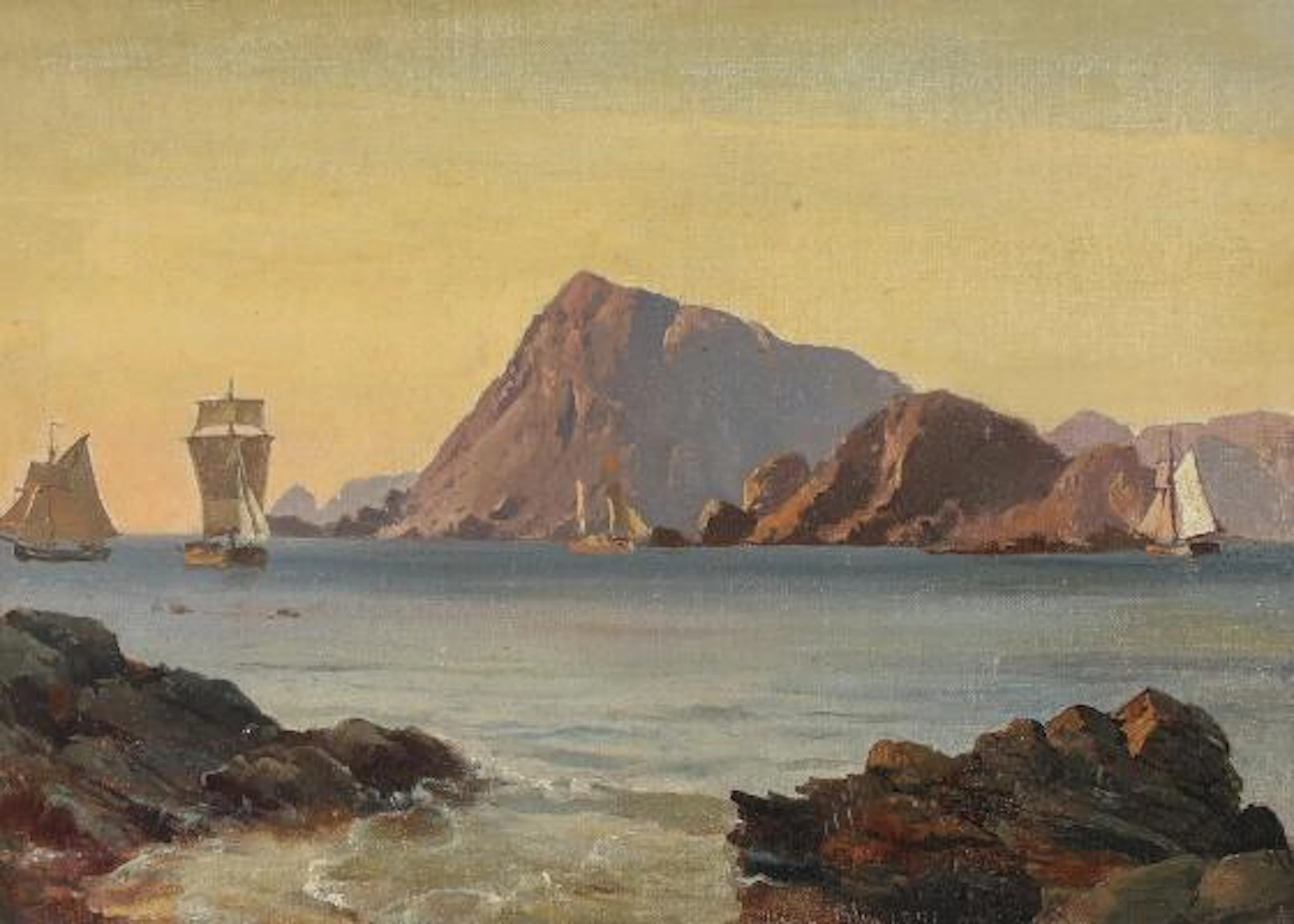 C. F. Sørensen: “Fra Kinn i Norge. Marine med Sejlskibe [...]”. Signed.
