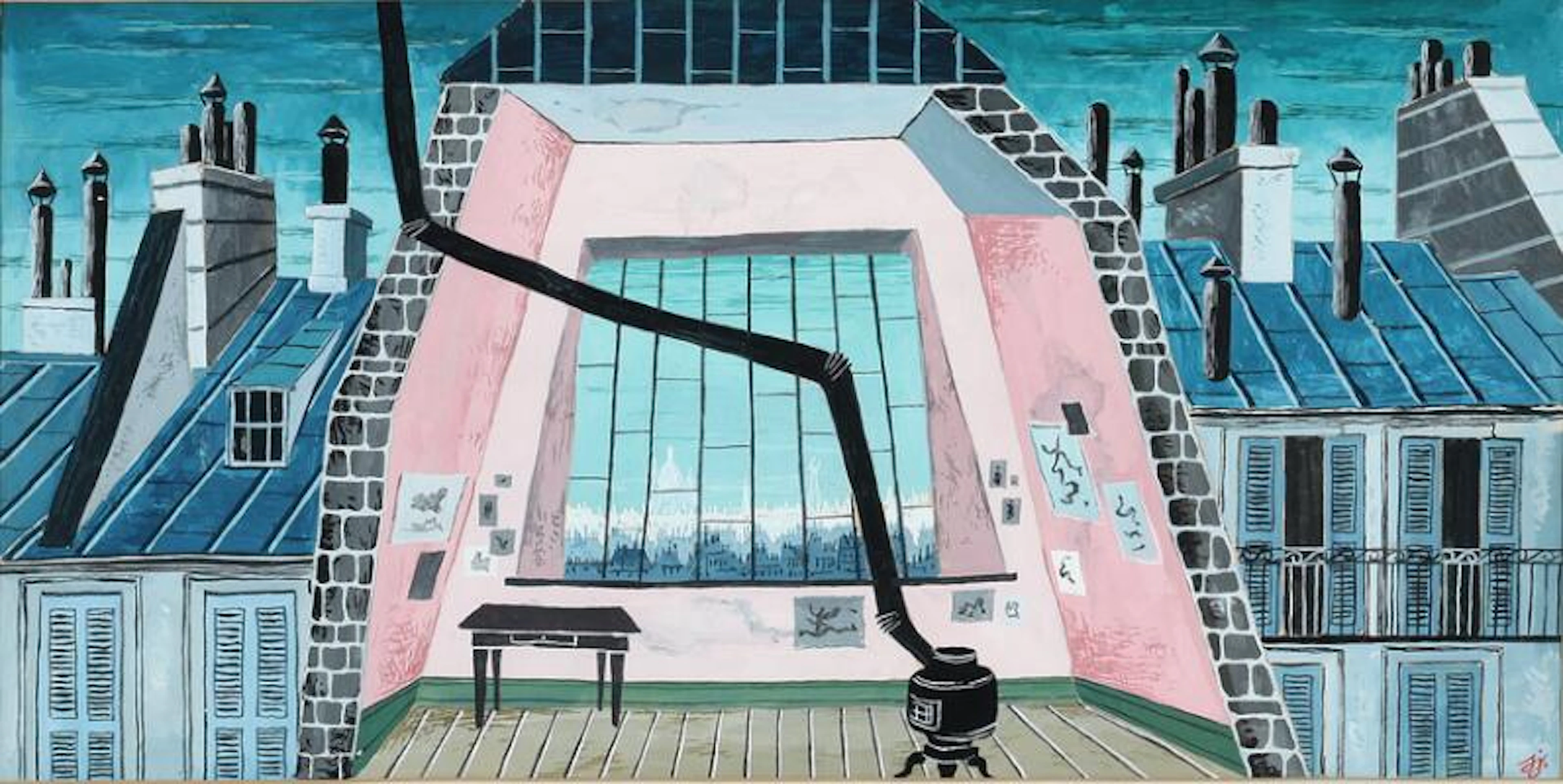 Svend Johansen: Sketch for "Montmartre", 1953. Signed with monogram.