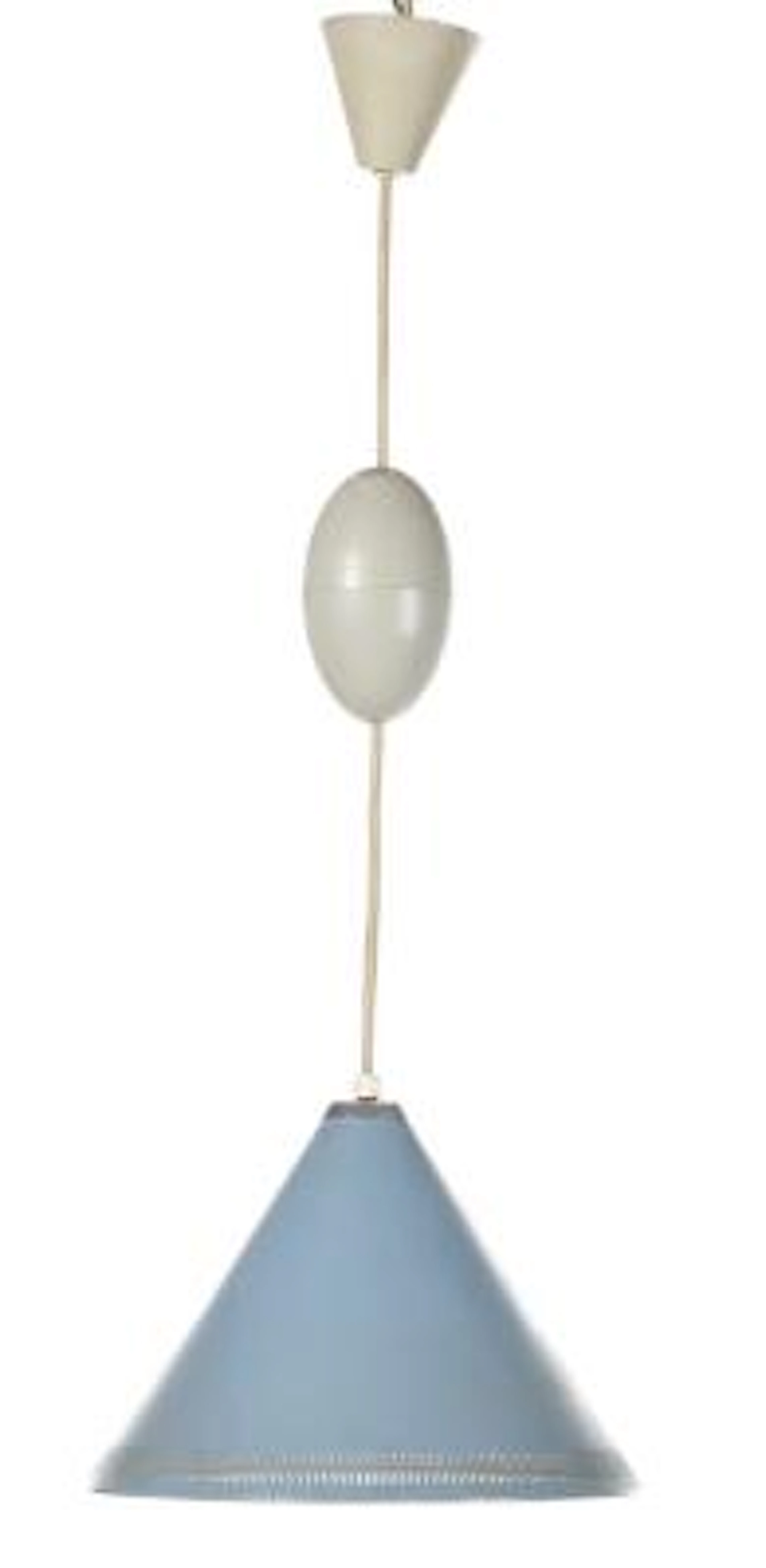 Unknown design: Two pendants with grey and light blue lacquered metal