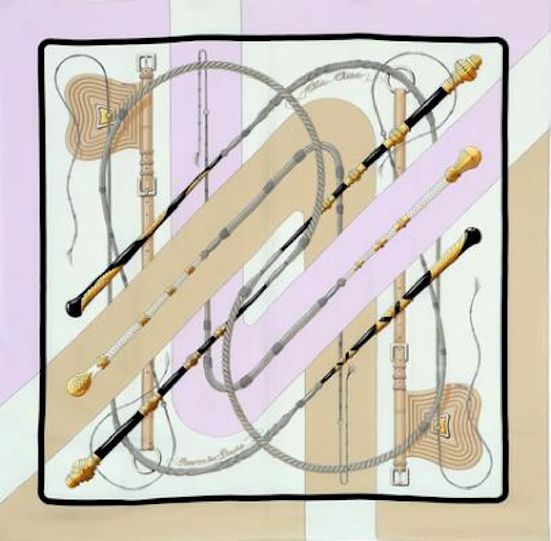 Hermès: A silk scarf with motif "Clic Clac" by Julia Abadie. App.