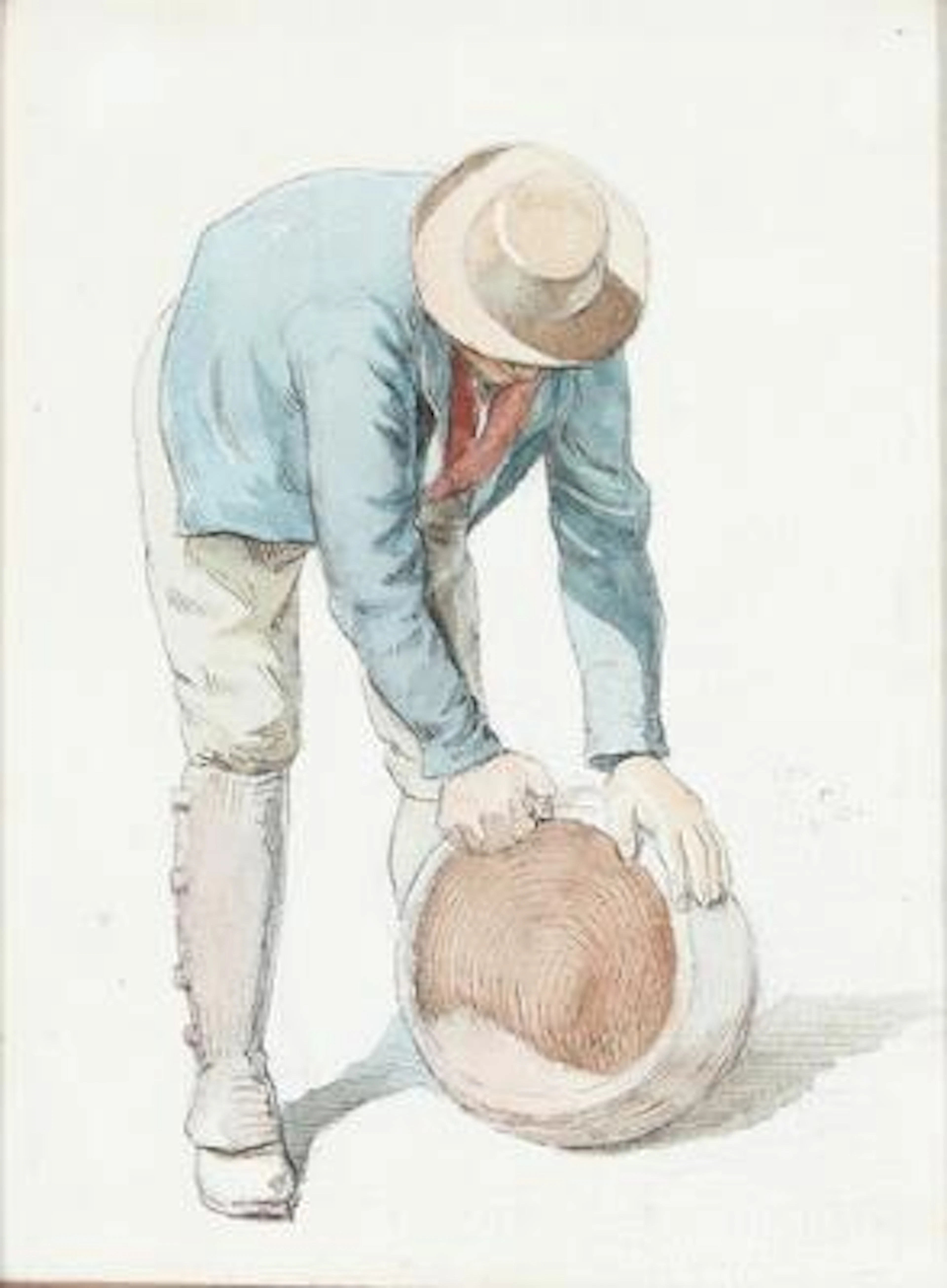 Carl Thomsen: Italian farmer. Unsigned. Dated Rom 14/6 76. Drawing