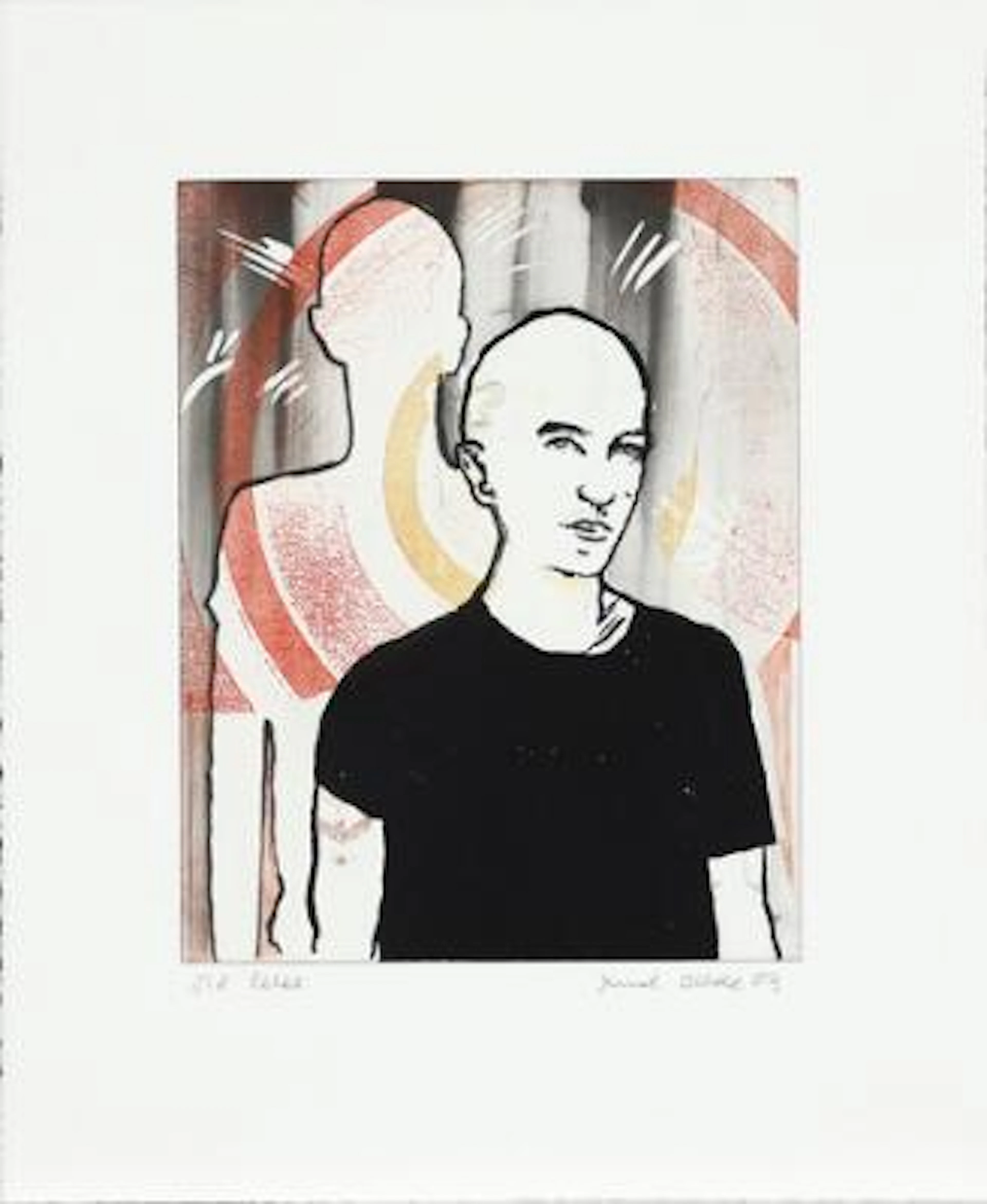 Knud Odde: Untitled. Signed Knud Odde 03 with dedication. Etching