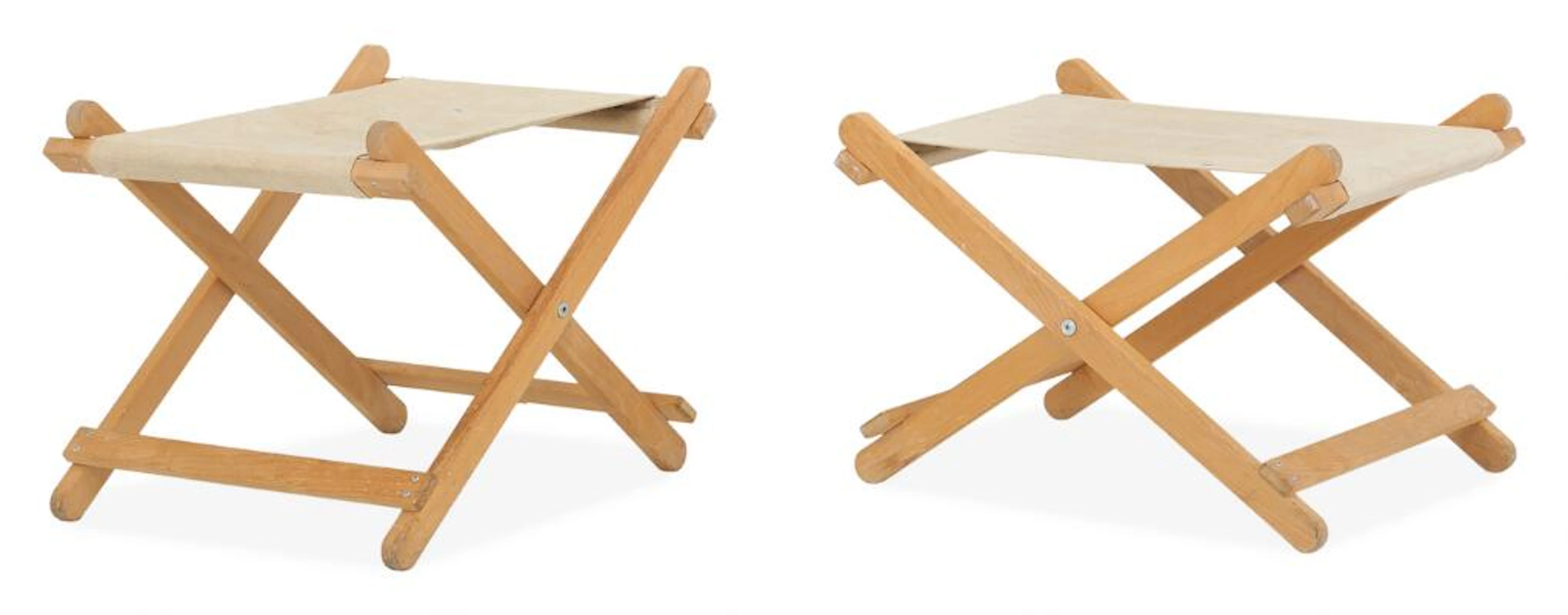 Børge Mogensen: A pair of folding stools in beech. Seat with light