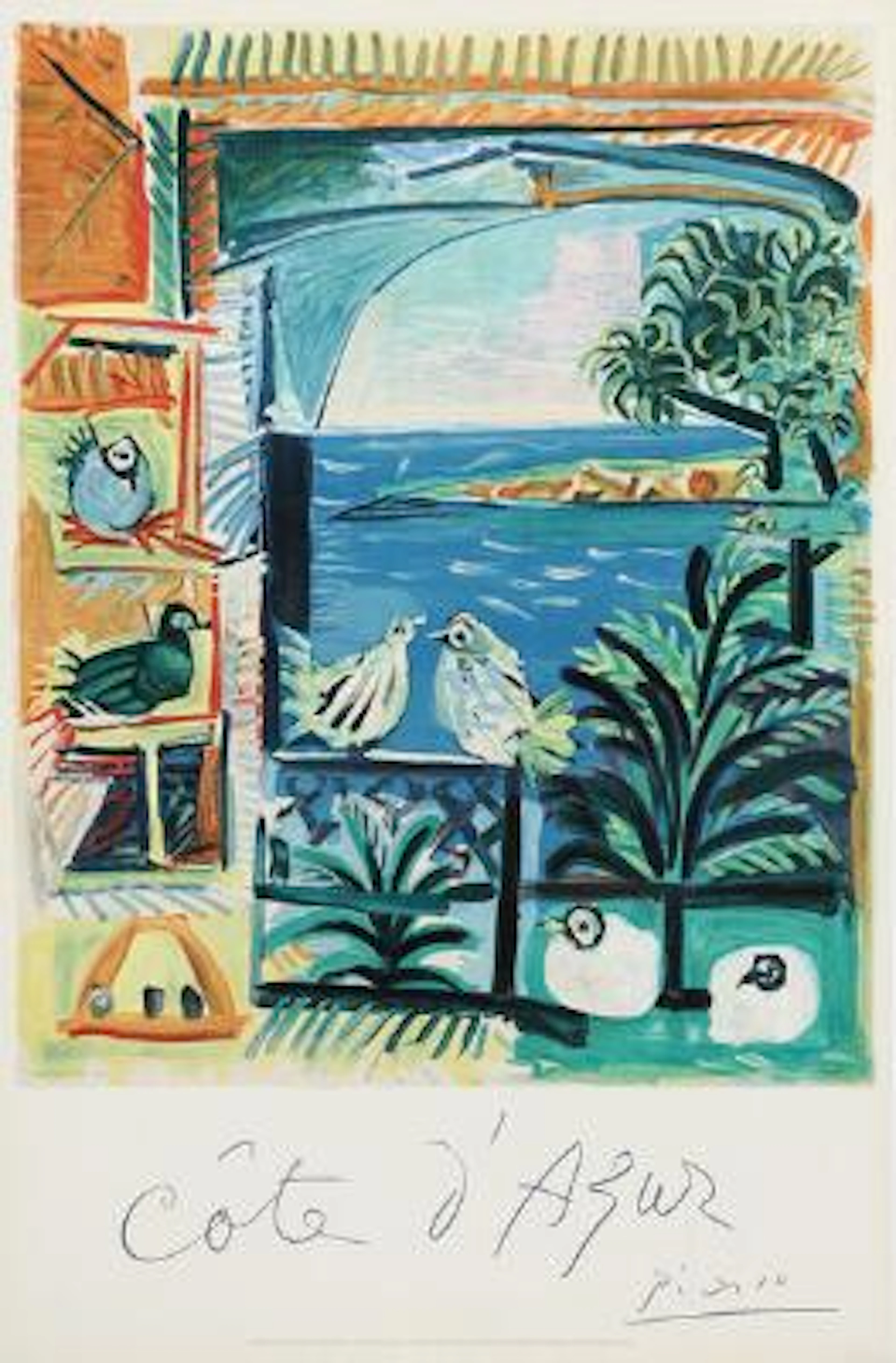 Pablo Picasso: “Cote d'Azur”. Signed in print Picasso. Printed in