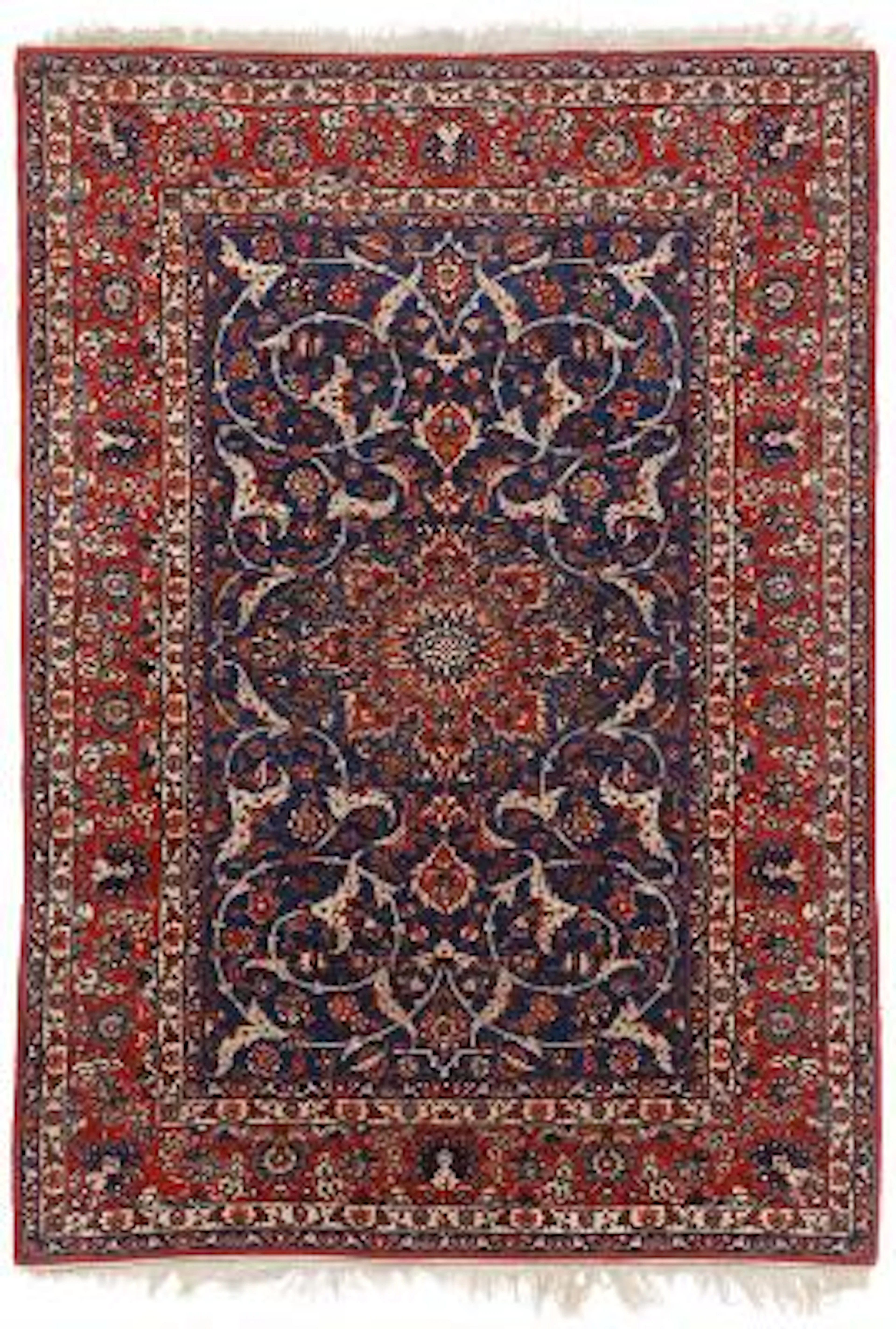 An Isfahan carpet, Persia. Medallion design on a blue field. Mid-20th