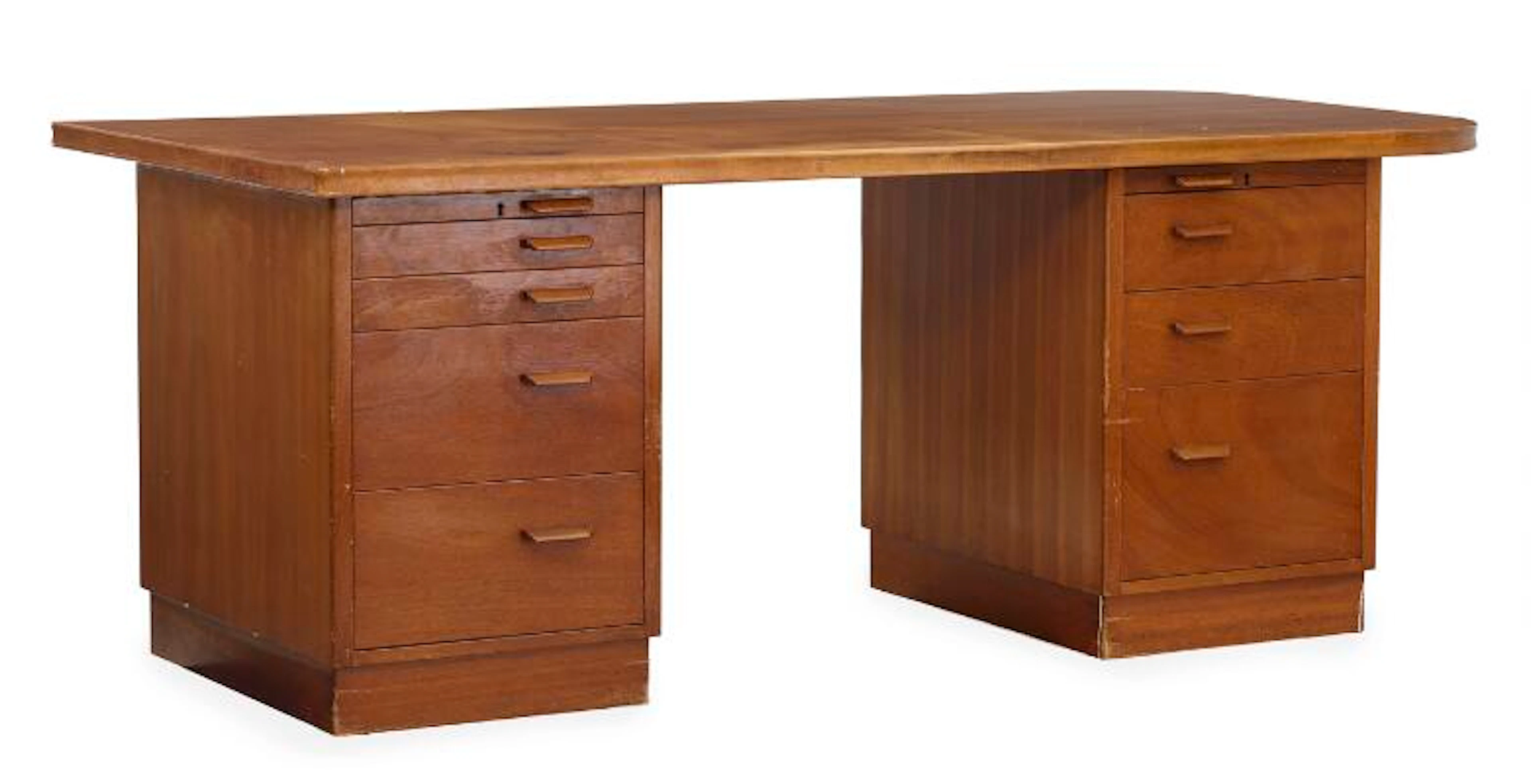 Danish cabinetmaker: Mahogany desk. Two drawer sections. H. 77 cm.