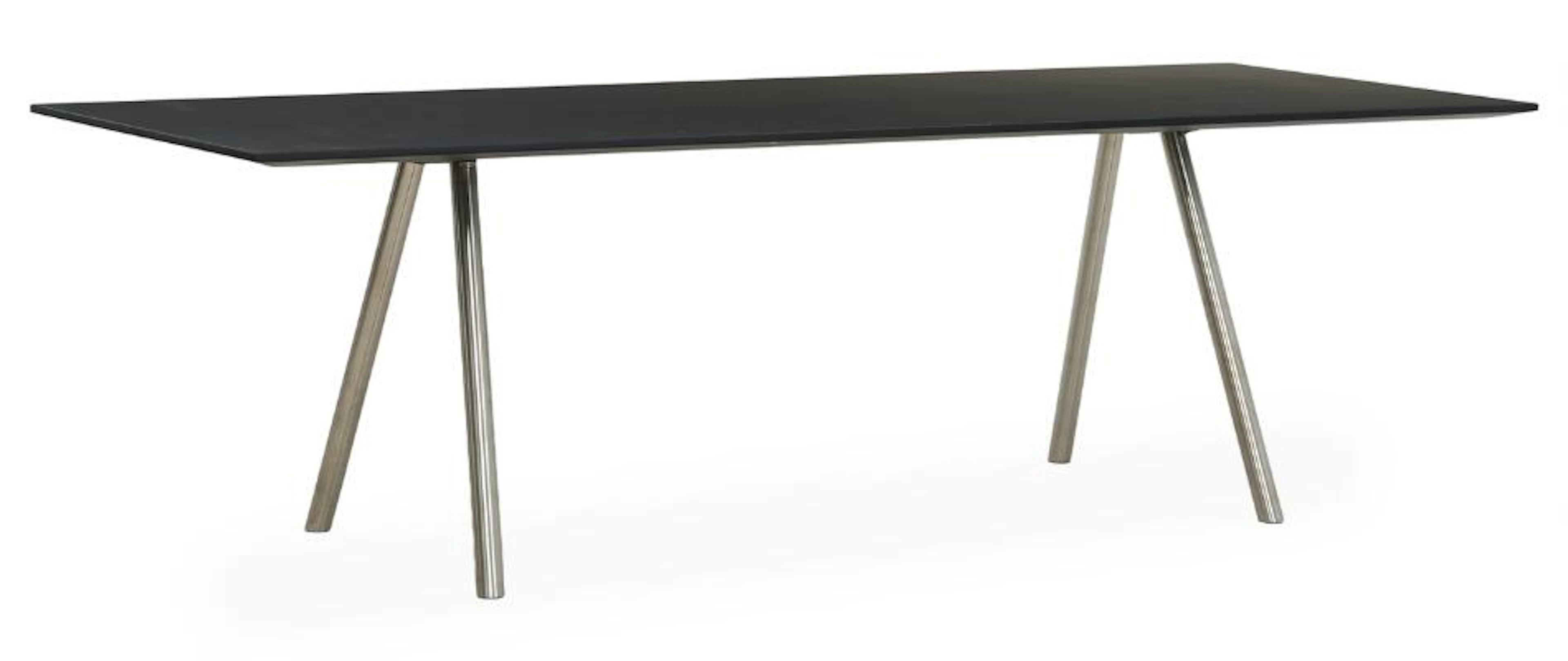 Maarten Van Severen: Dining table with angled steel legs. Black lacquered