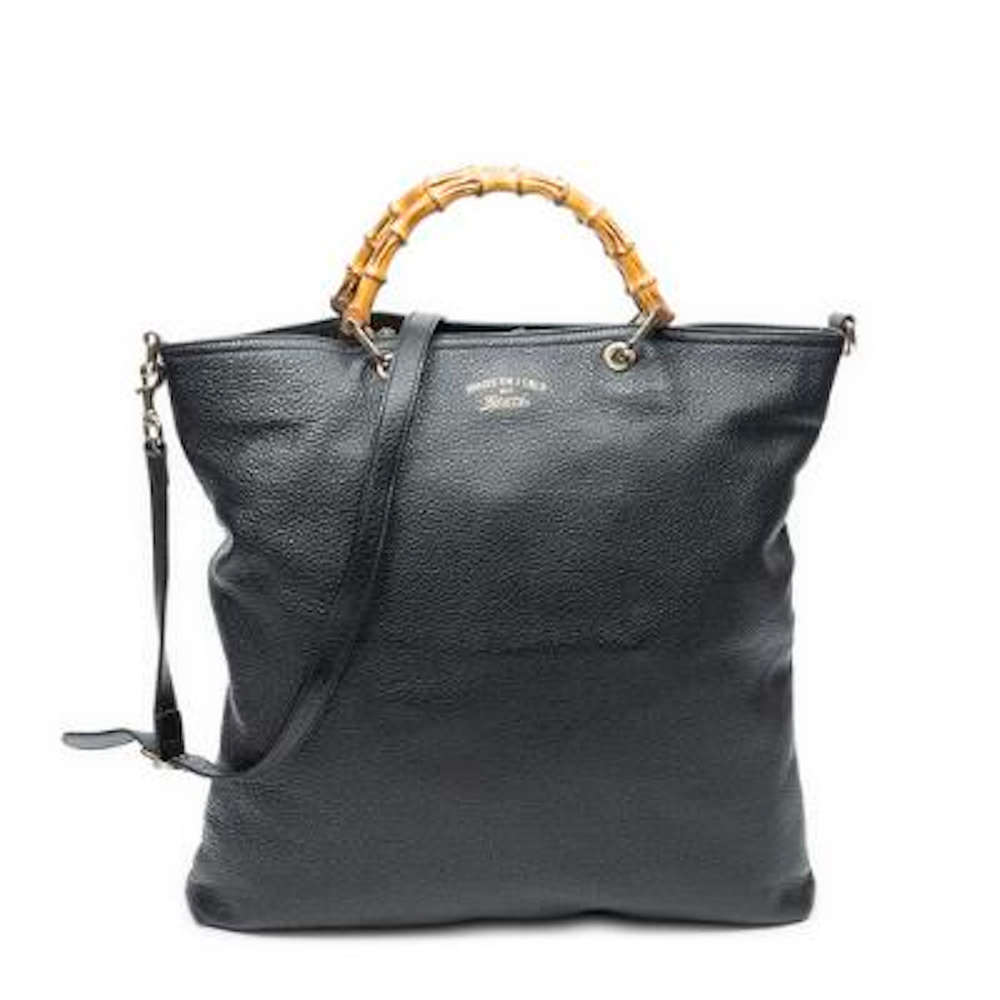 Gucci: An "Extra Large Bamboo Shopper Tote" in black leather with