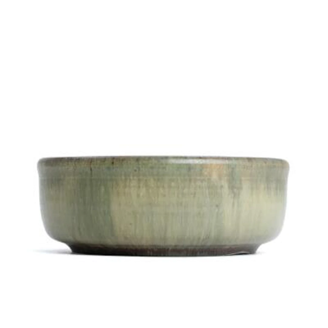 Patrick Nordström: Shallow bowl of stoneware in greenish glaze. Unique.