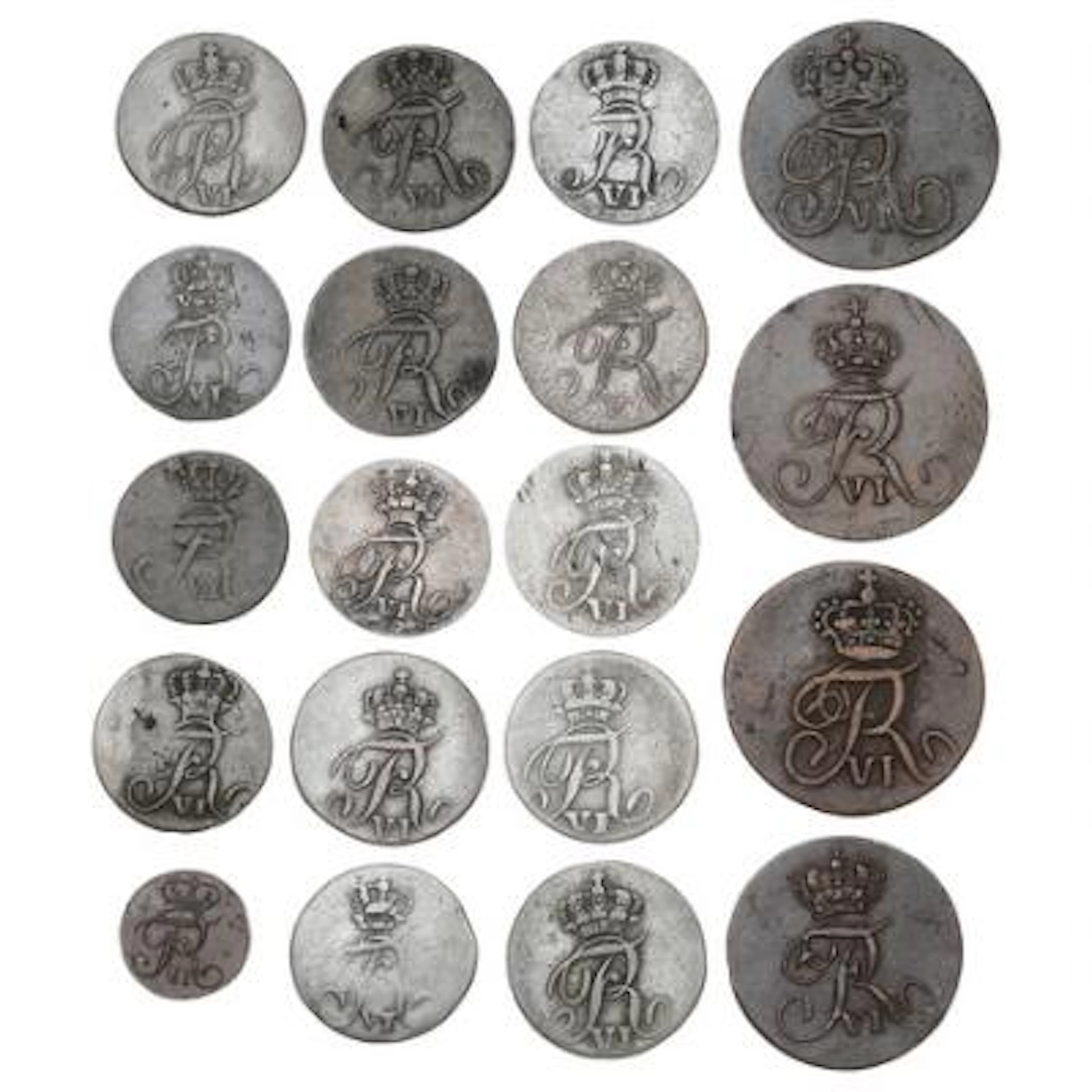 Norway, Frederik VI, collection of coins, in total 19 pcs – Bruun