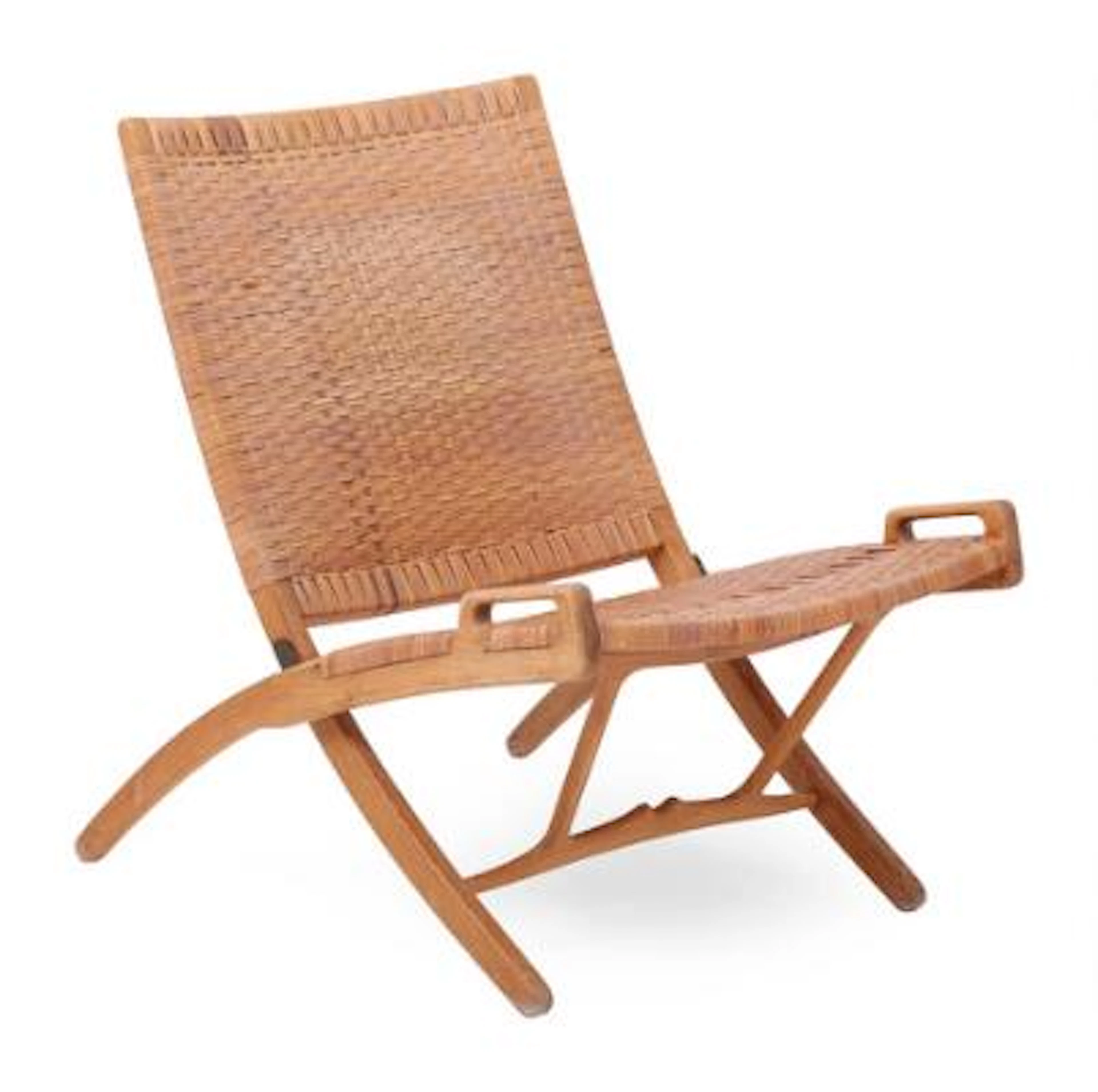 Hans J. Wegner: "Kaminstolen". Folding chair in patinated oak with