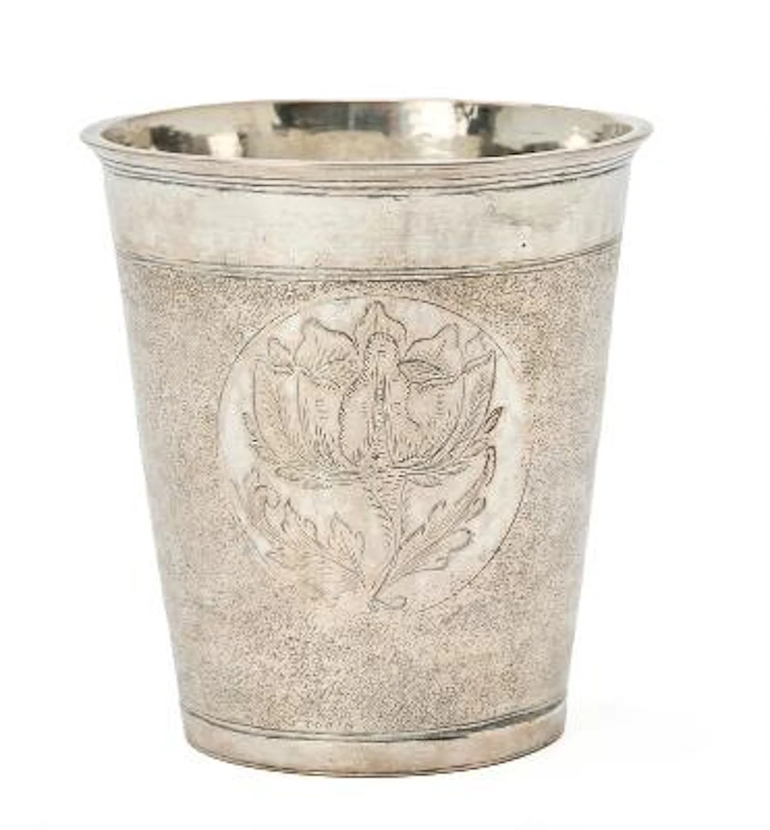 A Scandinavian Baroque silver beake. Indistinct marks. First haf-18th
