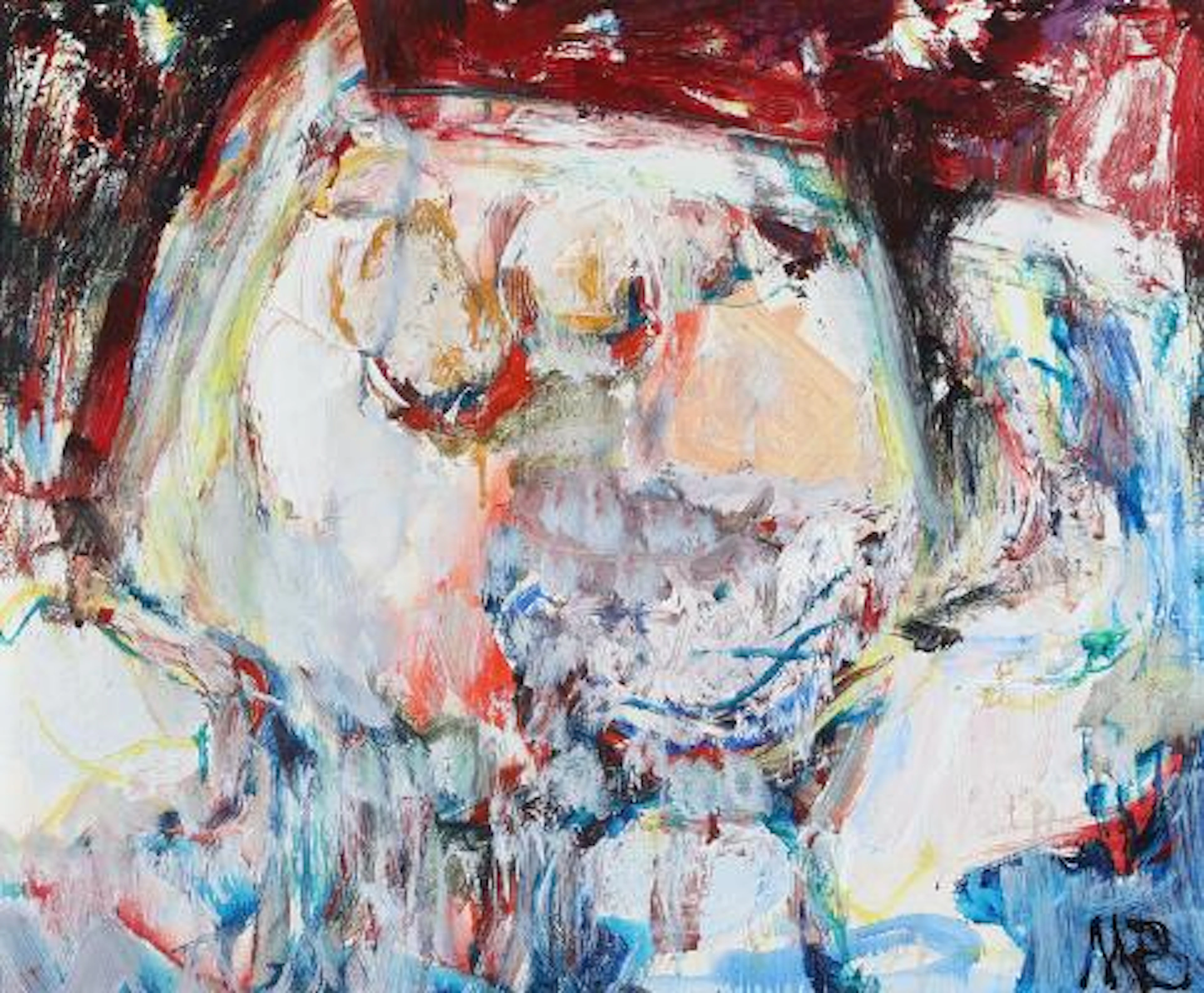 Mogens Balle: "Mellem hjerteslag II", 1973. Signed MB. Oil on canvas.