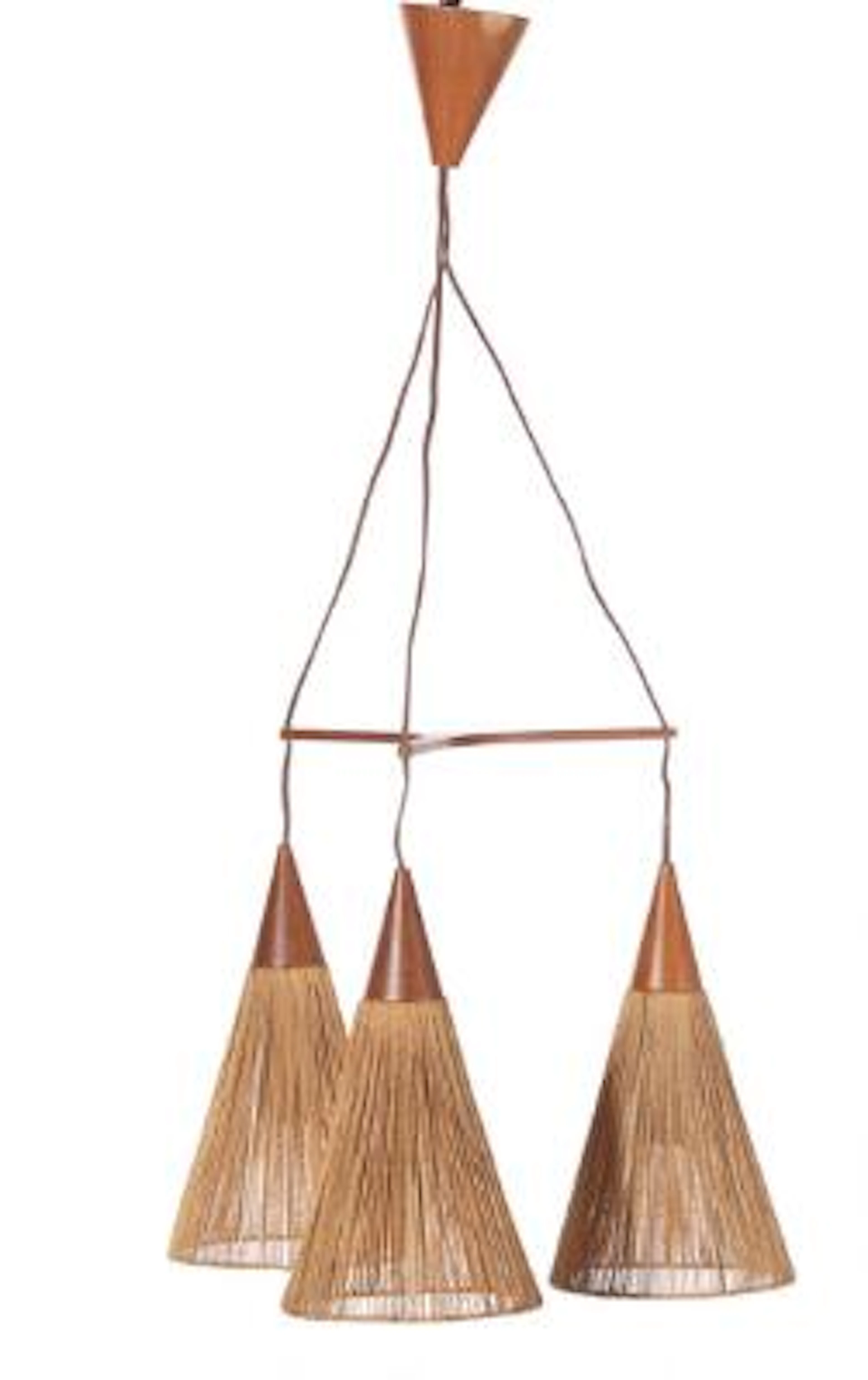 Ib Fabiansen: Ceiling lamp in solid teak. Manufactured by Fog & Mørup.