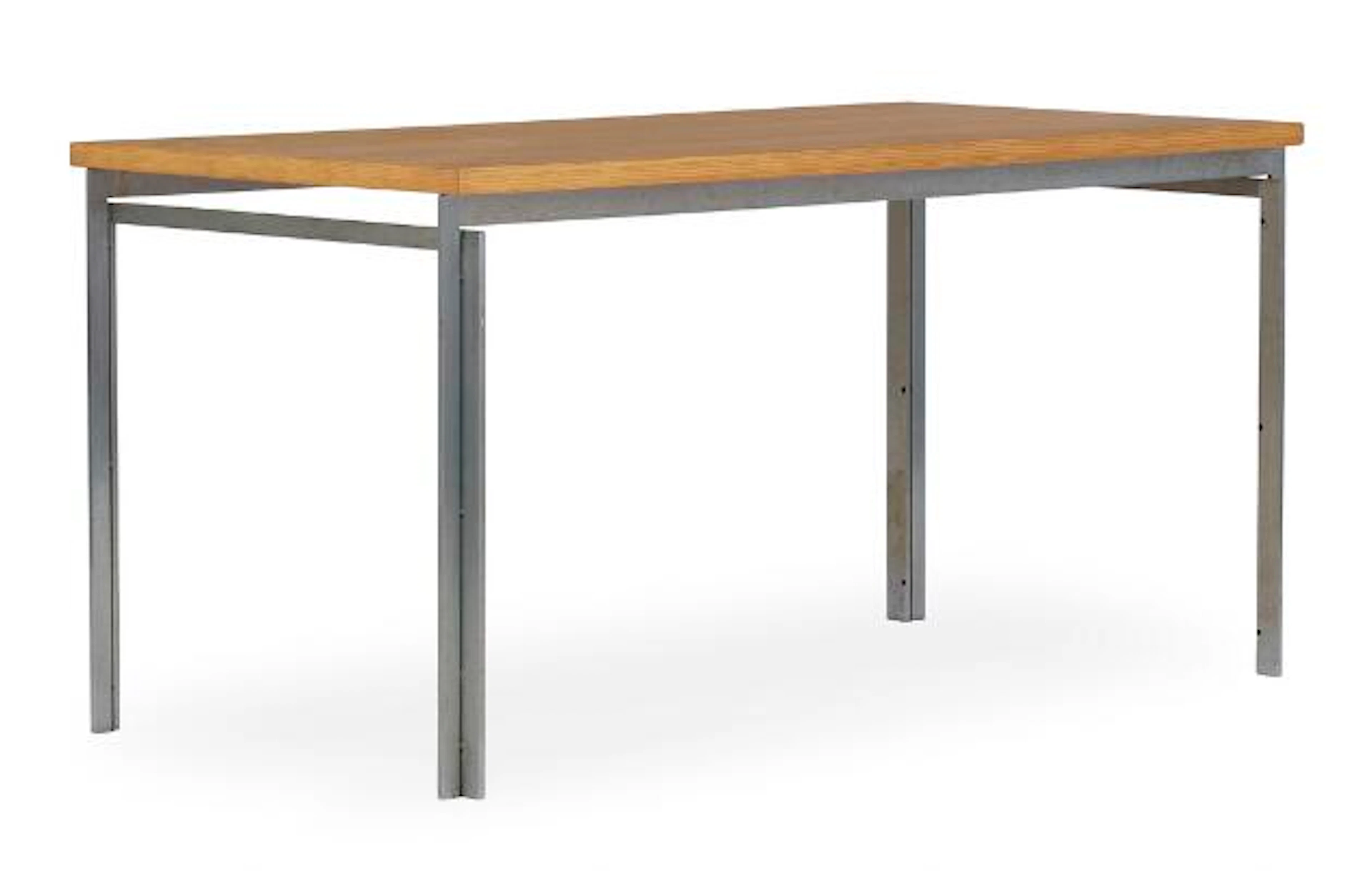 Poul Kjærholm: Small work table with chromed steel frame and ash top.