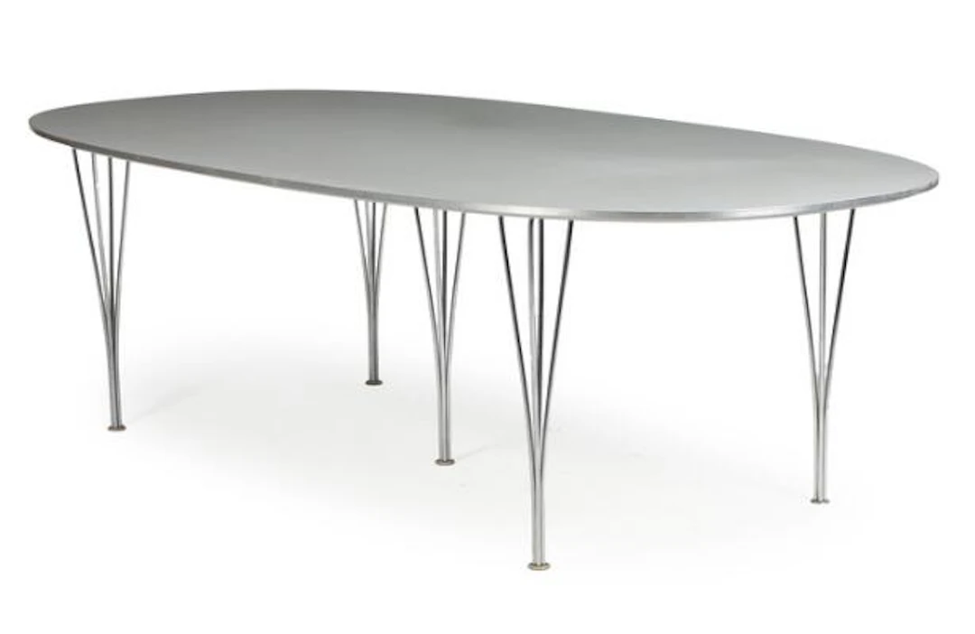 Piet Hein, Bruno Mathsson: “Superellipse”. Dining table with grey