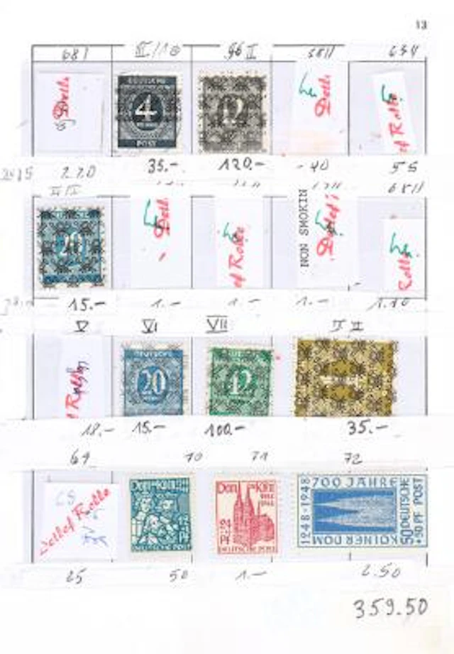 Germany. Zones and Saar. Old approval book with some better stamps