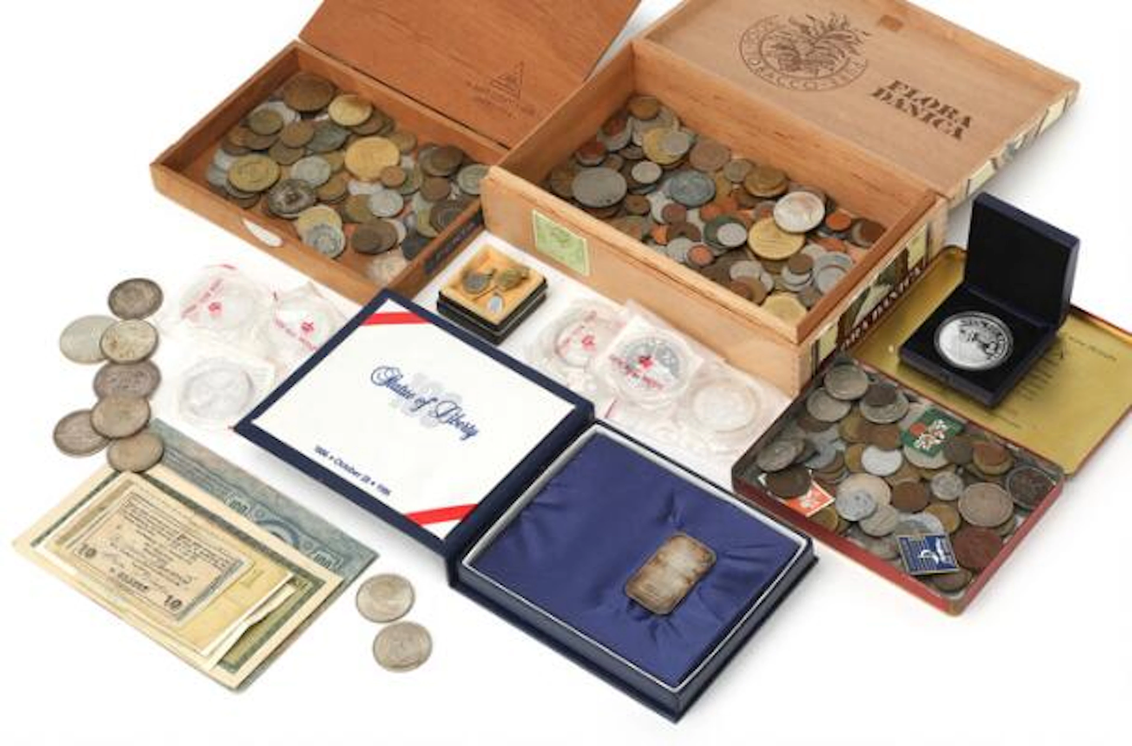 Collection of Danish and foreign coins and some banknotes, incl. commemorative