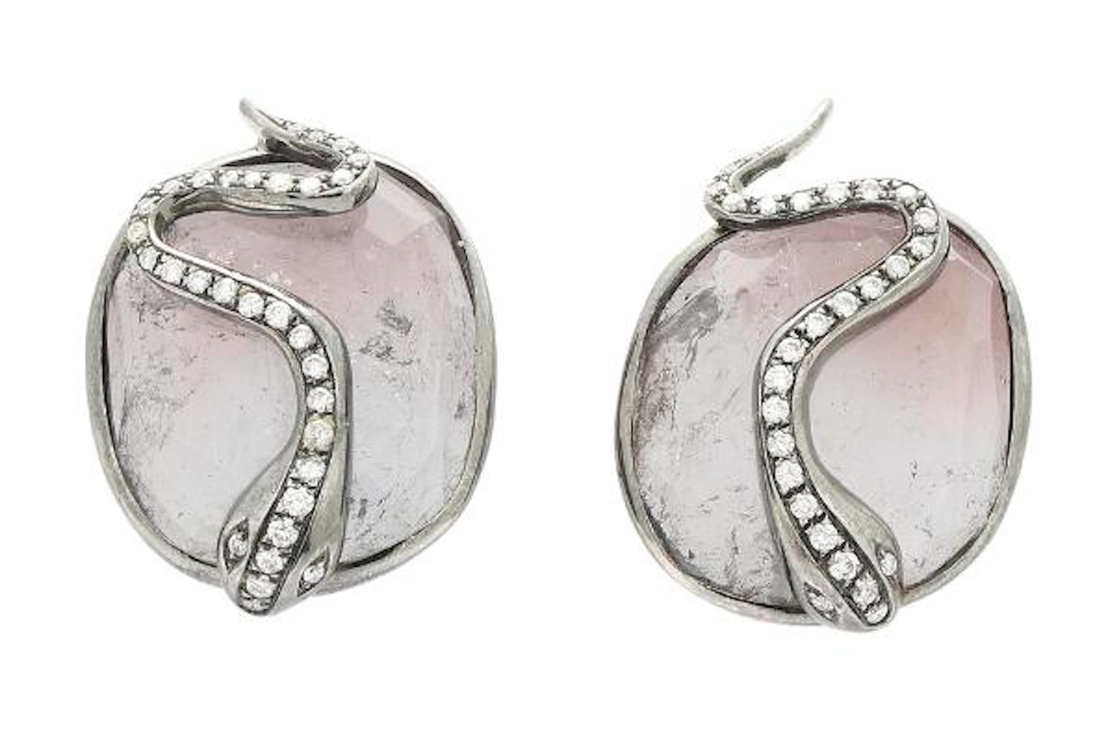 A pair of tourmaline ear studs set with tourmalines and diamonds