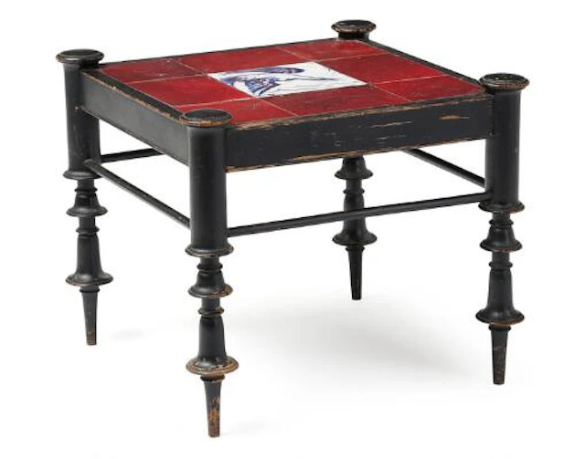 Kay Fisker, Jens Thirslund: A black-lacquered wood stool/side table