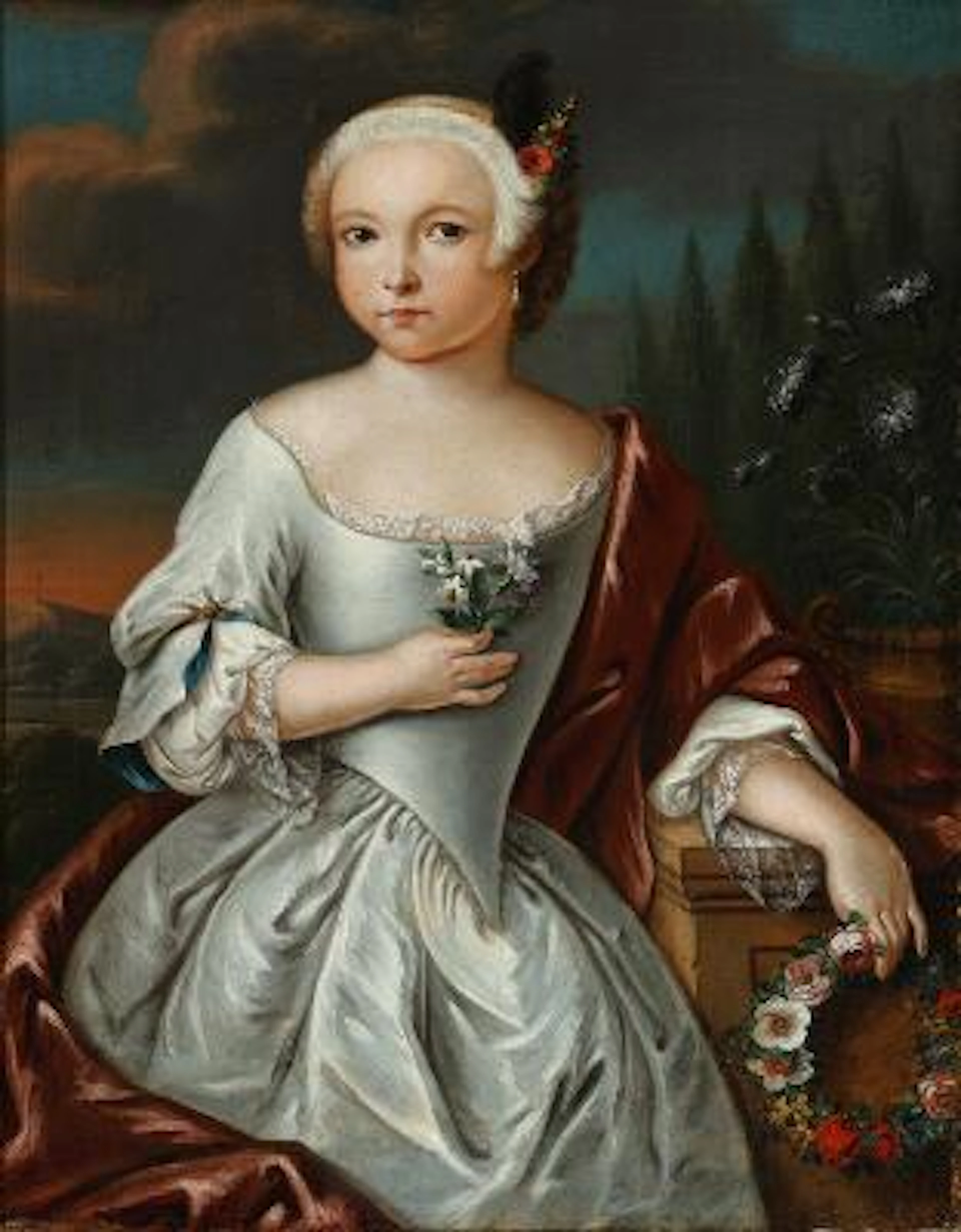 Unknown artist, 18th century: Portrait of a girl in a white dress