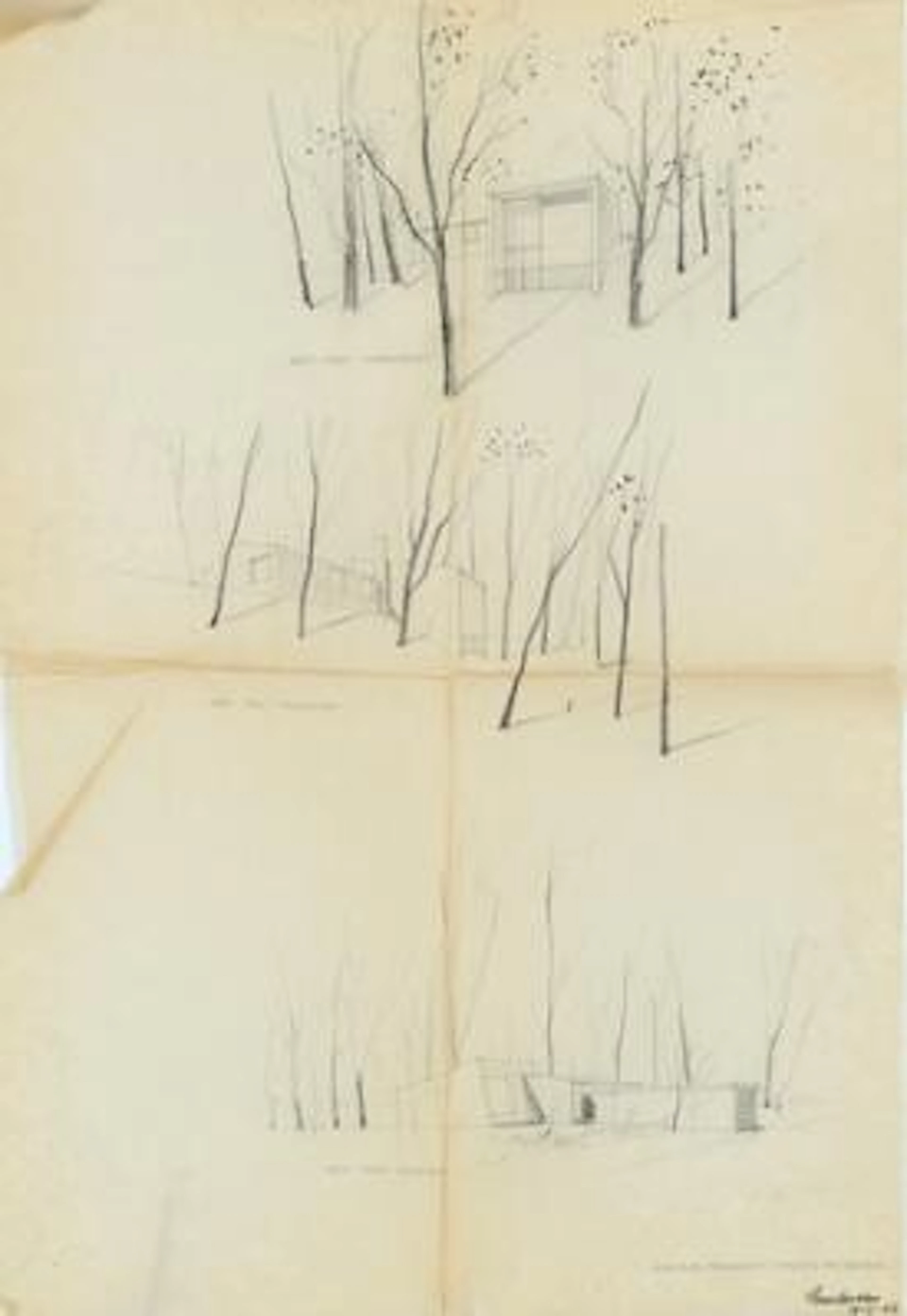 Arne Jacobsen: House for Manufacturer Harald Petersen. Signed. Pencil