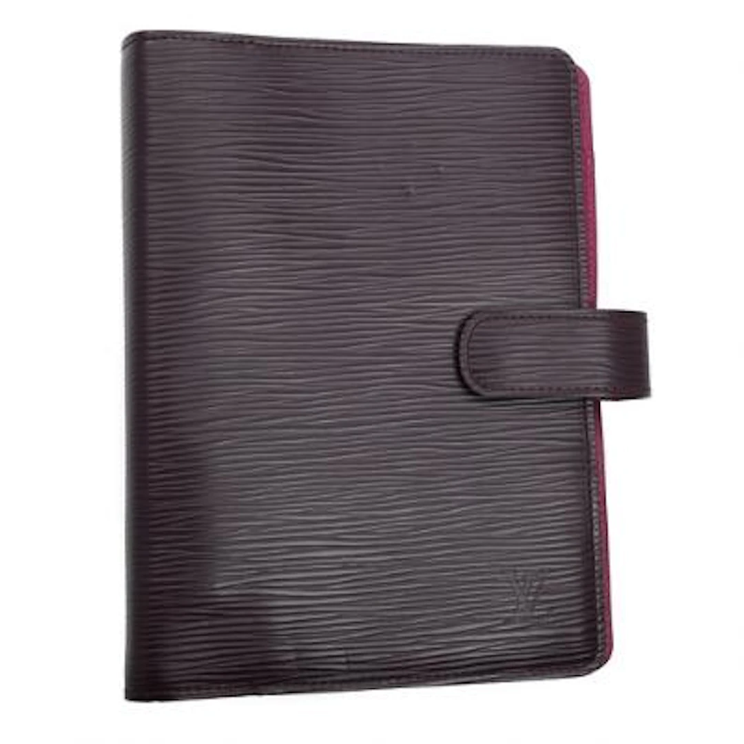 Louis Vuitton: Calendar cover in bordeaux Epi leather with silver