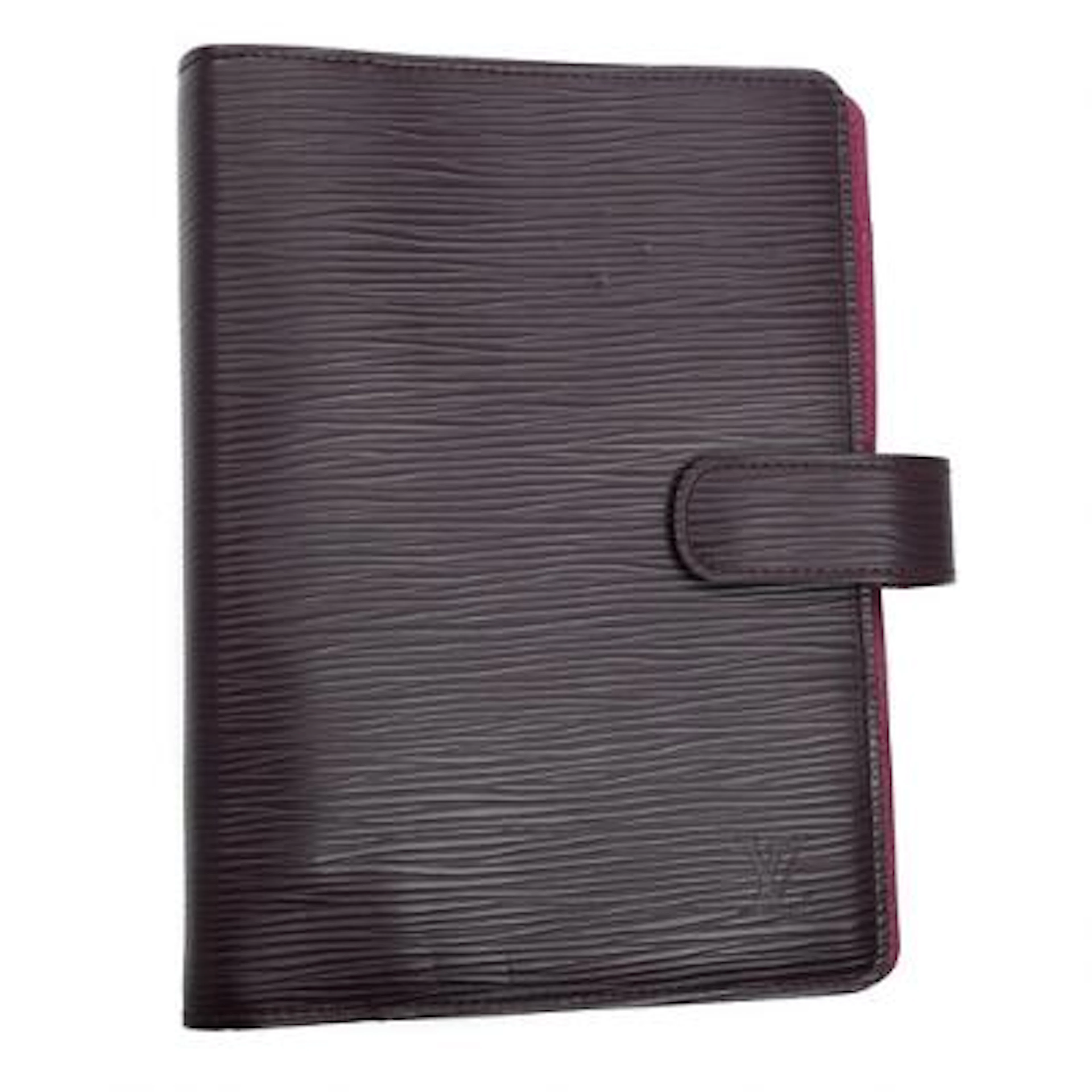 Louis Vuitton: Calendar cover in bordeaux Epi leather with silver