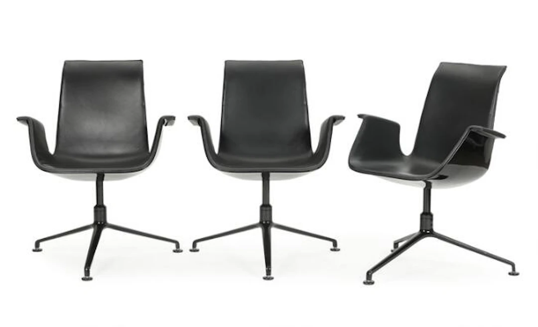 Jørgen Kastholm, Preben Fabricius: "Tulip". Three swivel armchairs