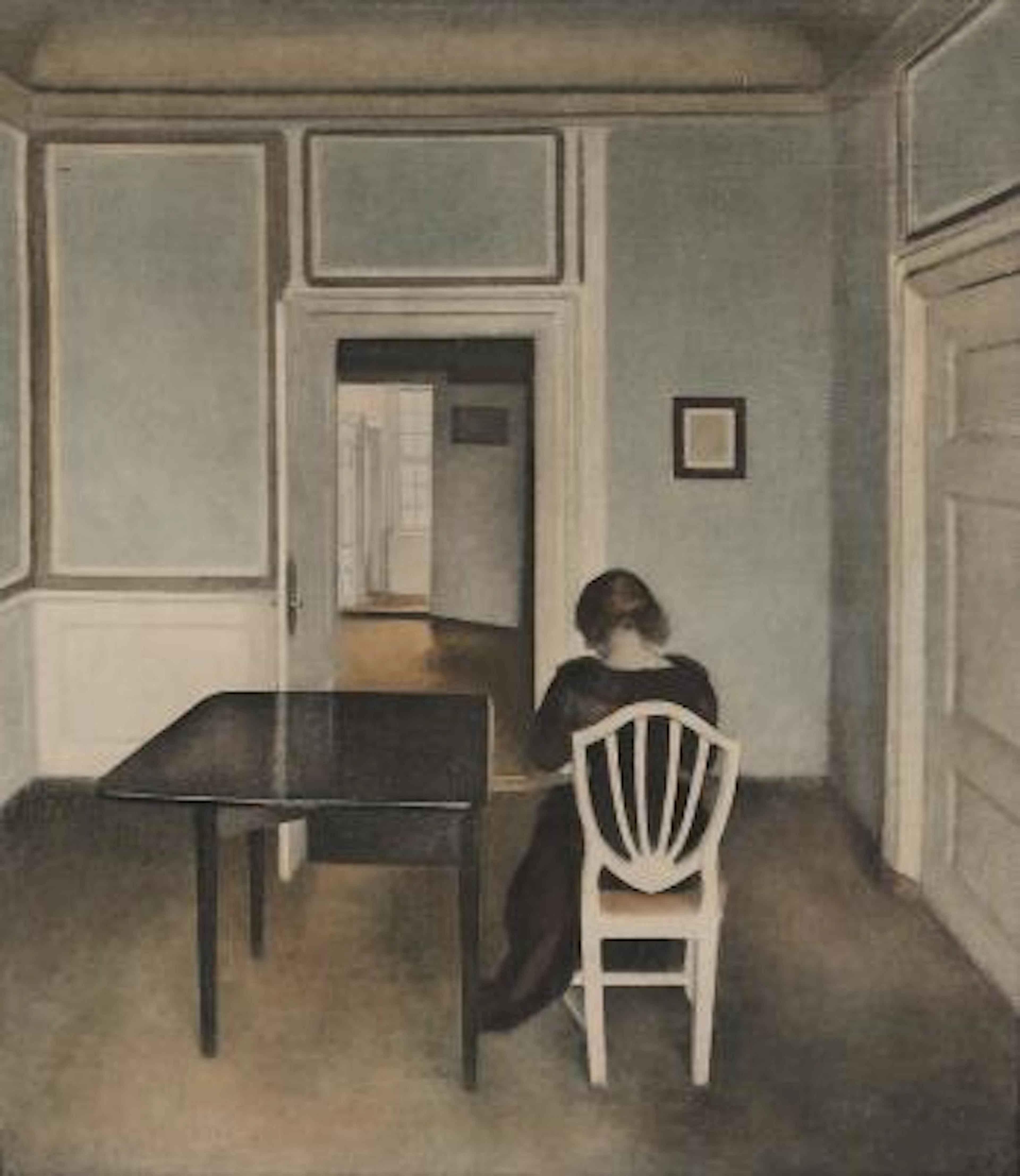 Vilhelm Hammershøi: Open doors. Interior from Strandgade 30 at Christianshavn.