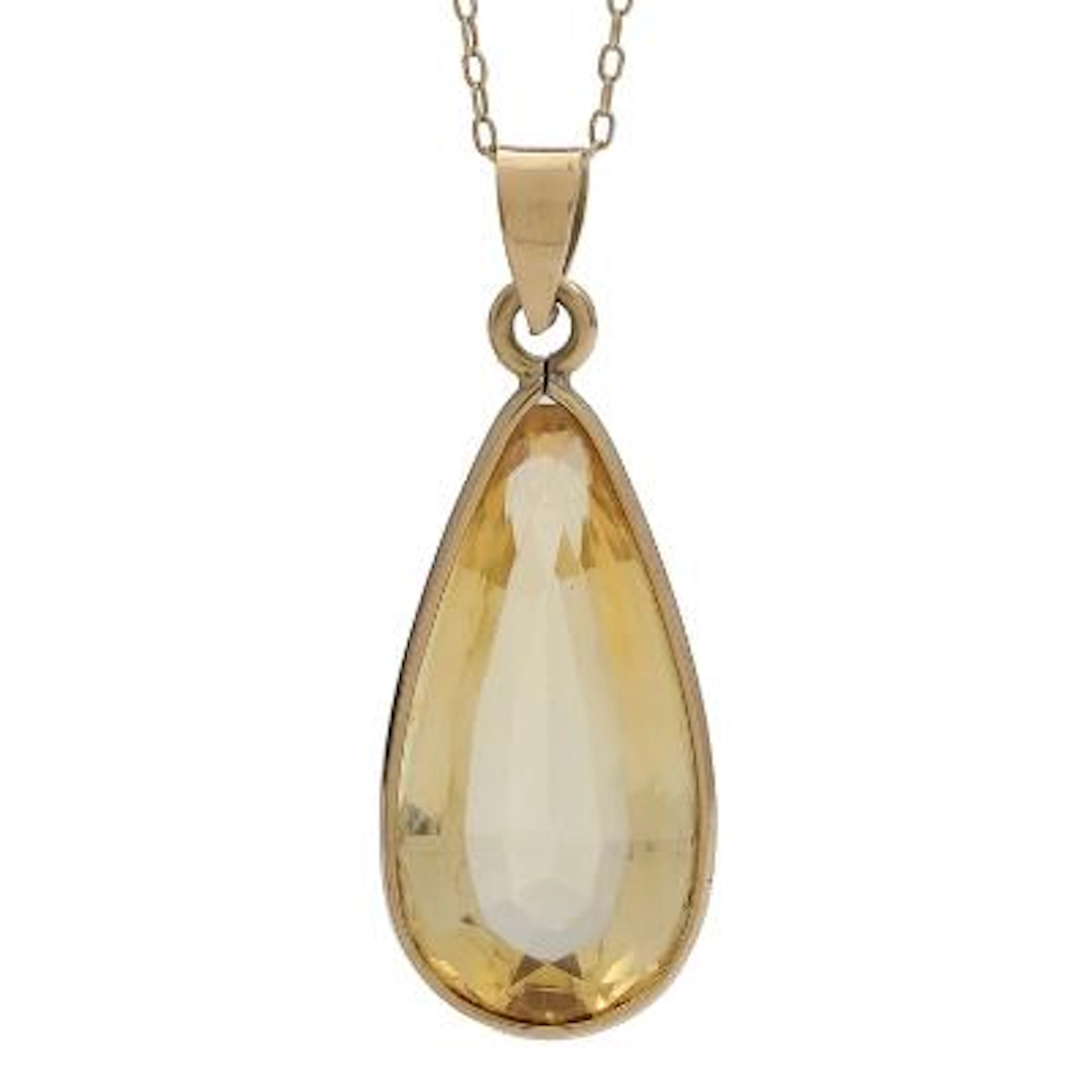 Citrine pendant set with citrine, mounted in 14k gold. L. incl. loop