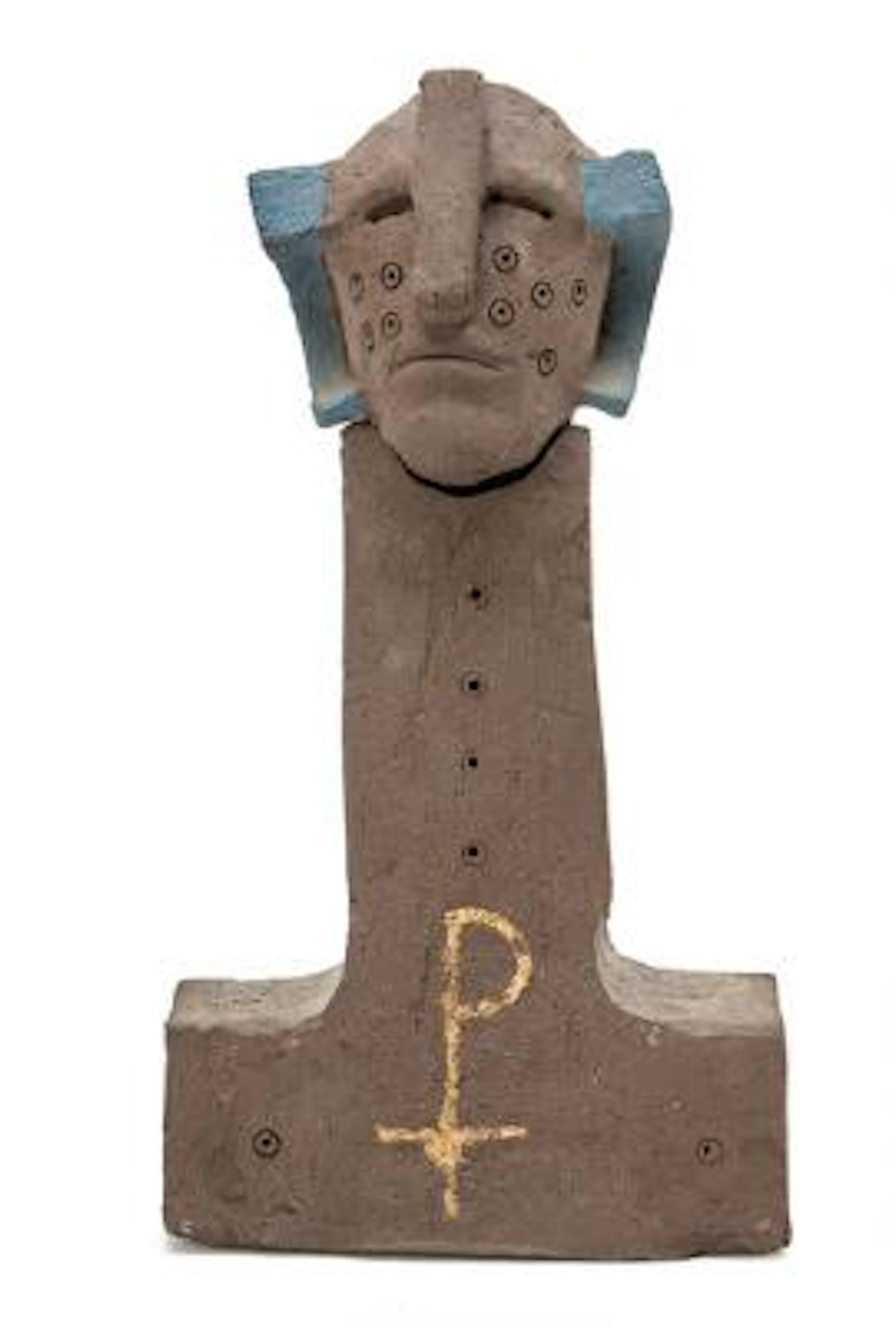 Niels Helledie: Standing two-part figure. Unsigned. Stoneware. H.