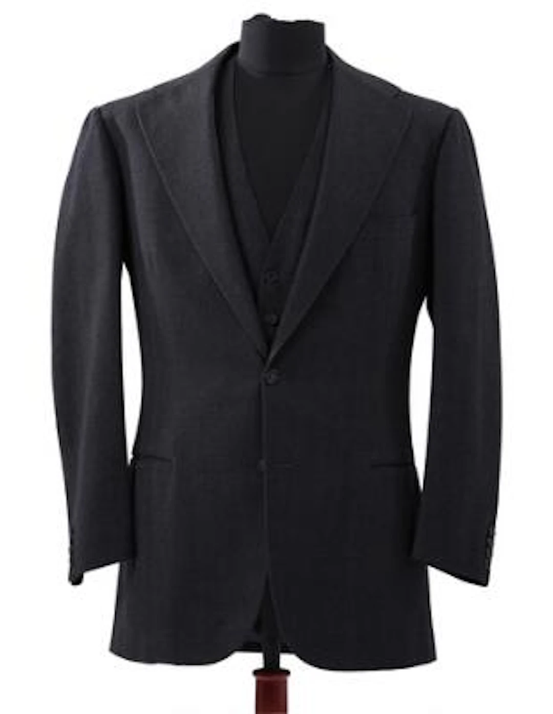 Alfred Alm: A charcoal grey flannel jacket with matching waistcoat.