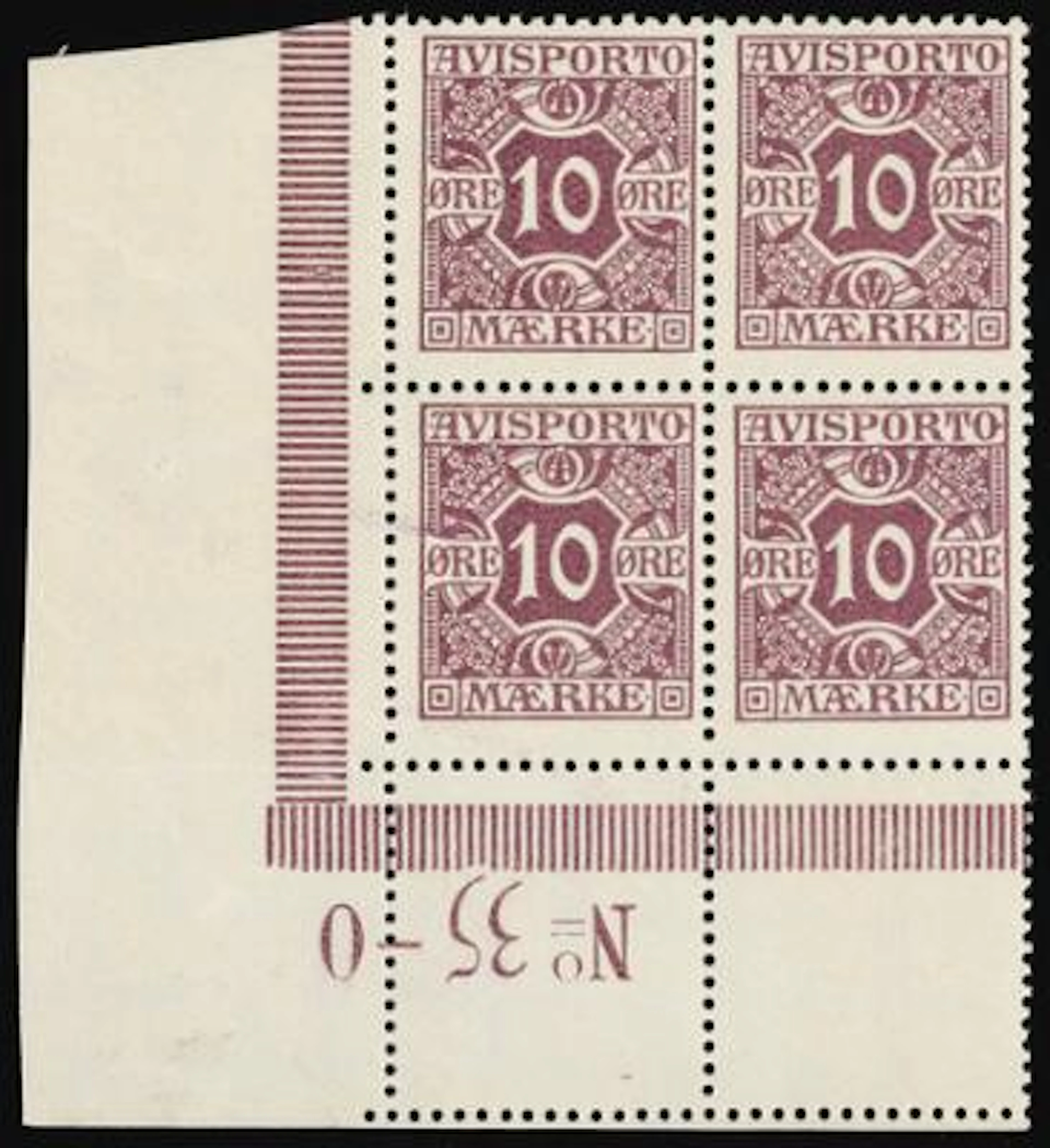 Newspaper. 1914. 10 Øre, violet. Perf. 14, wmk. Crosses. Never hinged