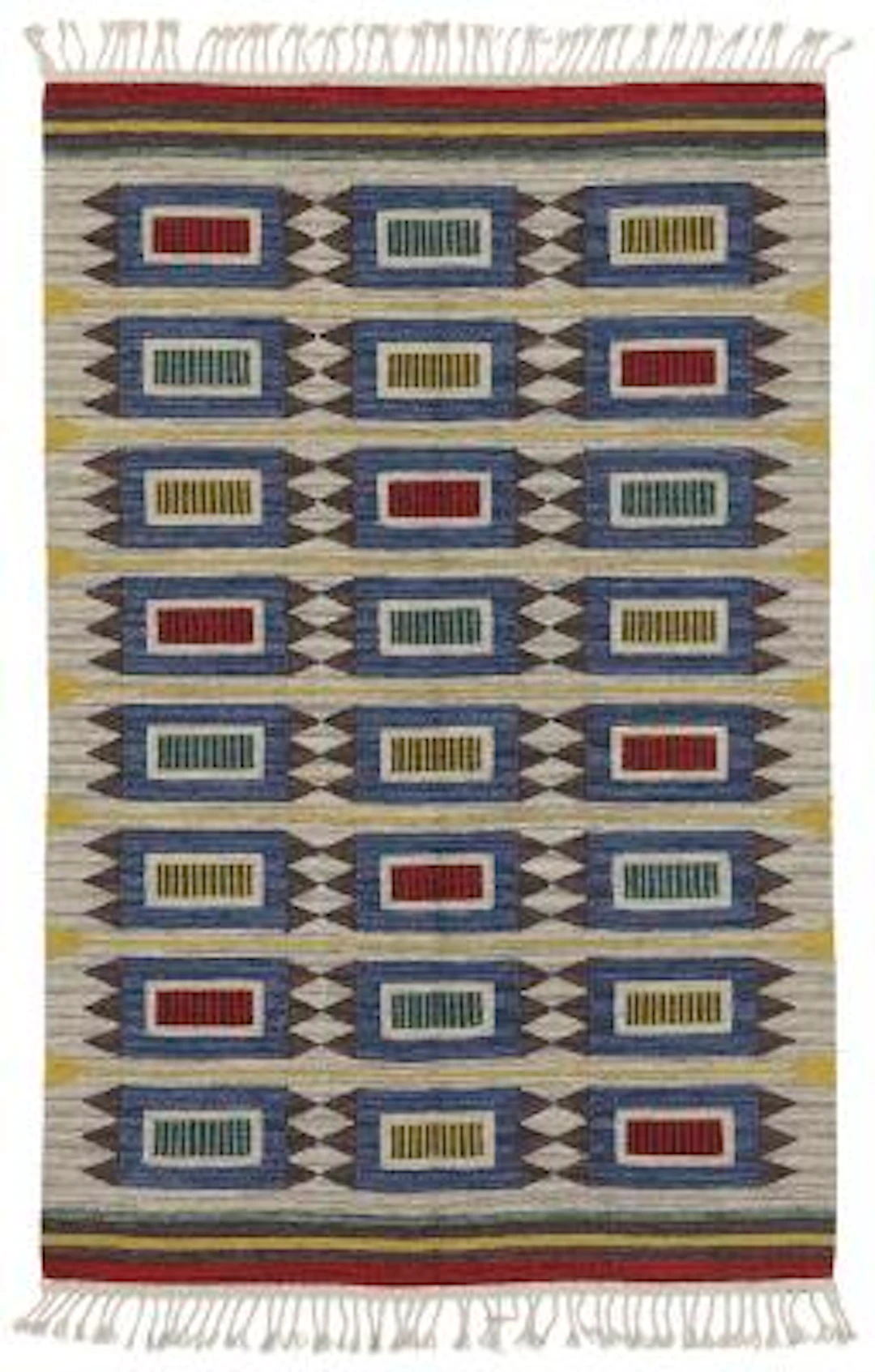 Swedish designer: Handwoven wool carpet in "rölakan" flatweave technique.
