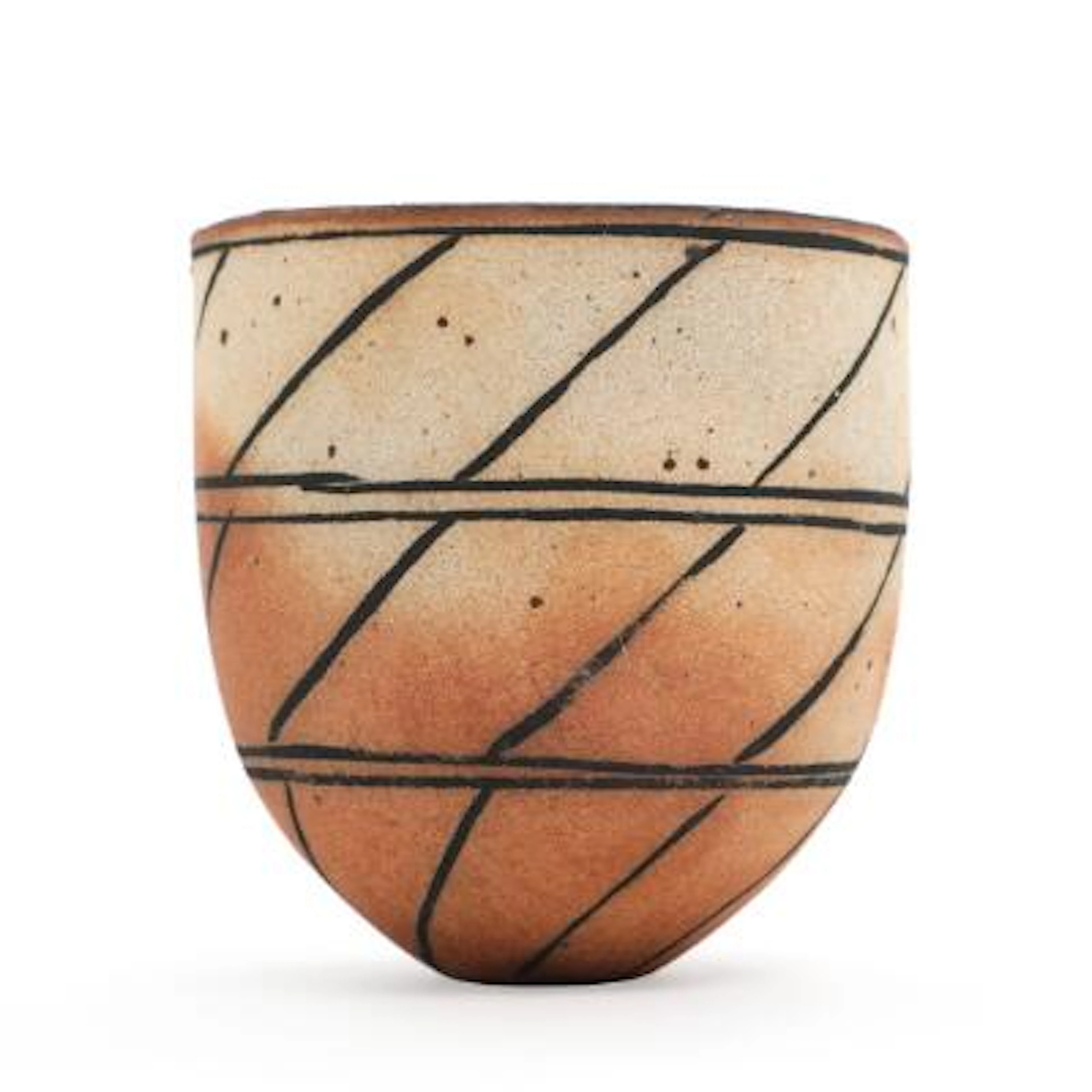 Beate Andersen: A stoneware jar, outside decorated with matt black