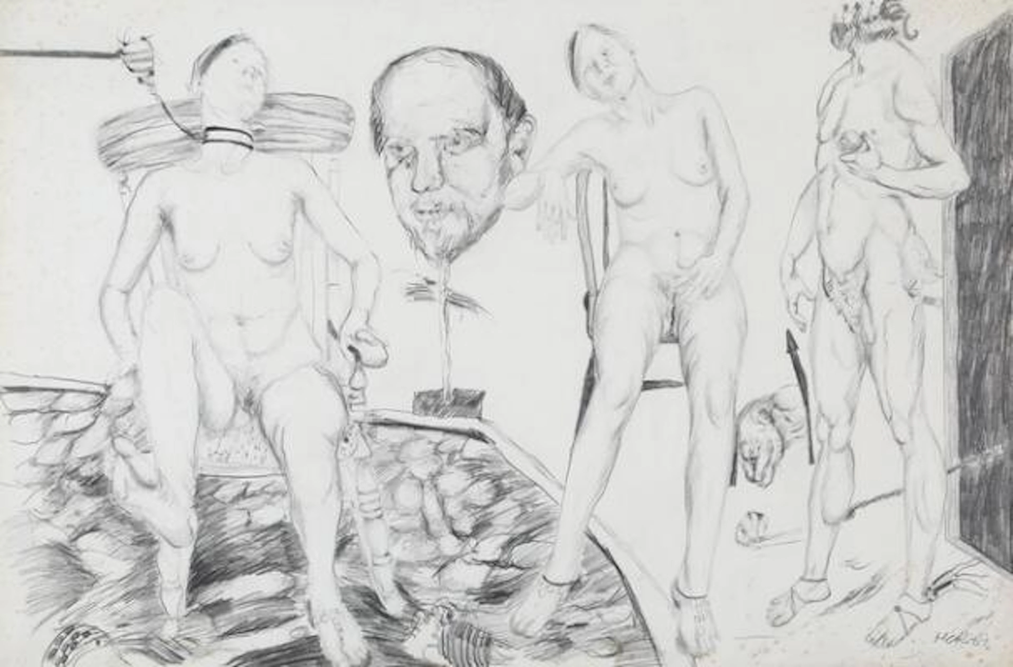 Hans Christian Rylander: Erotic composition, 1969. Signed HCR 69.