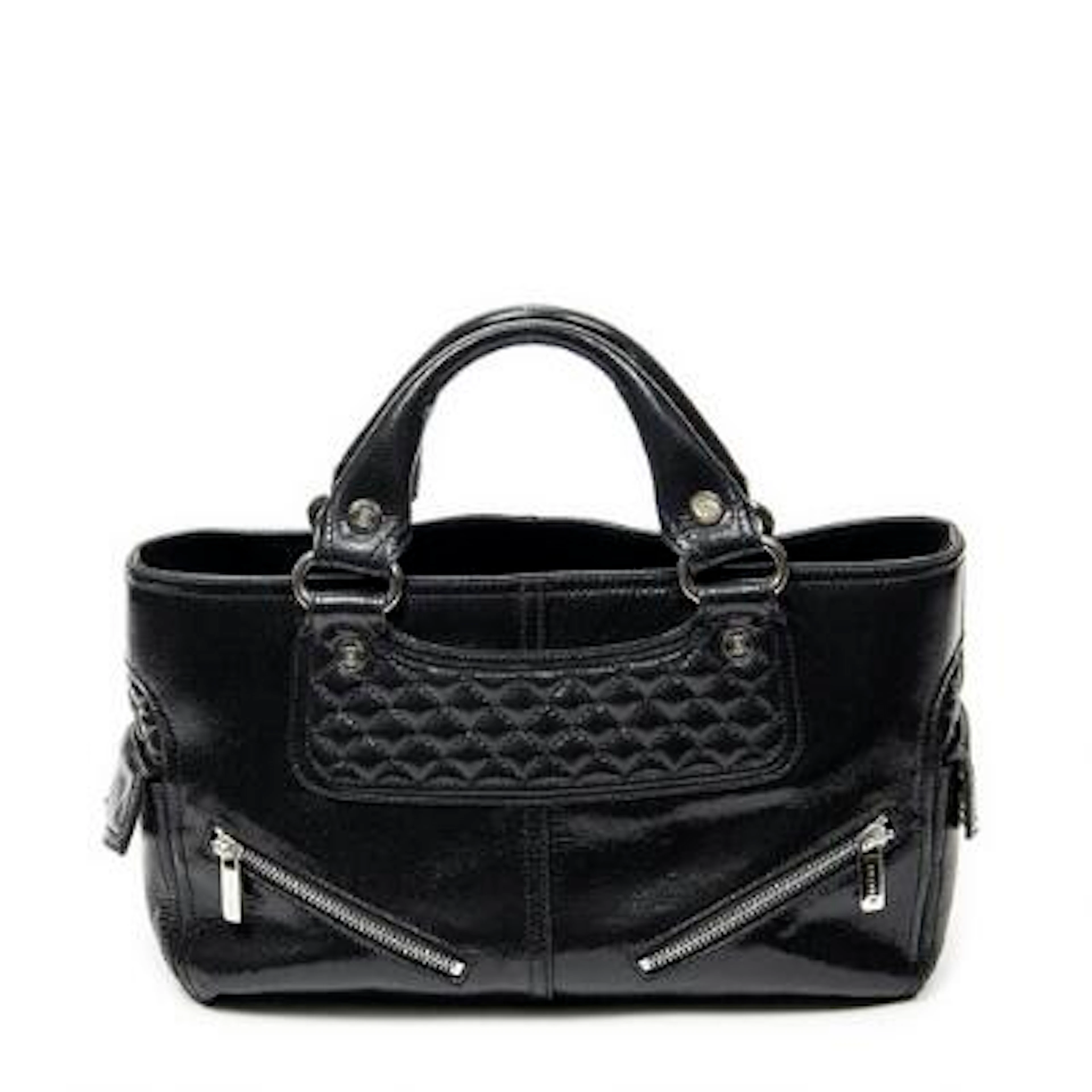 Celine: A "Biker Boogie" bag in black metallic leather with two handles