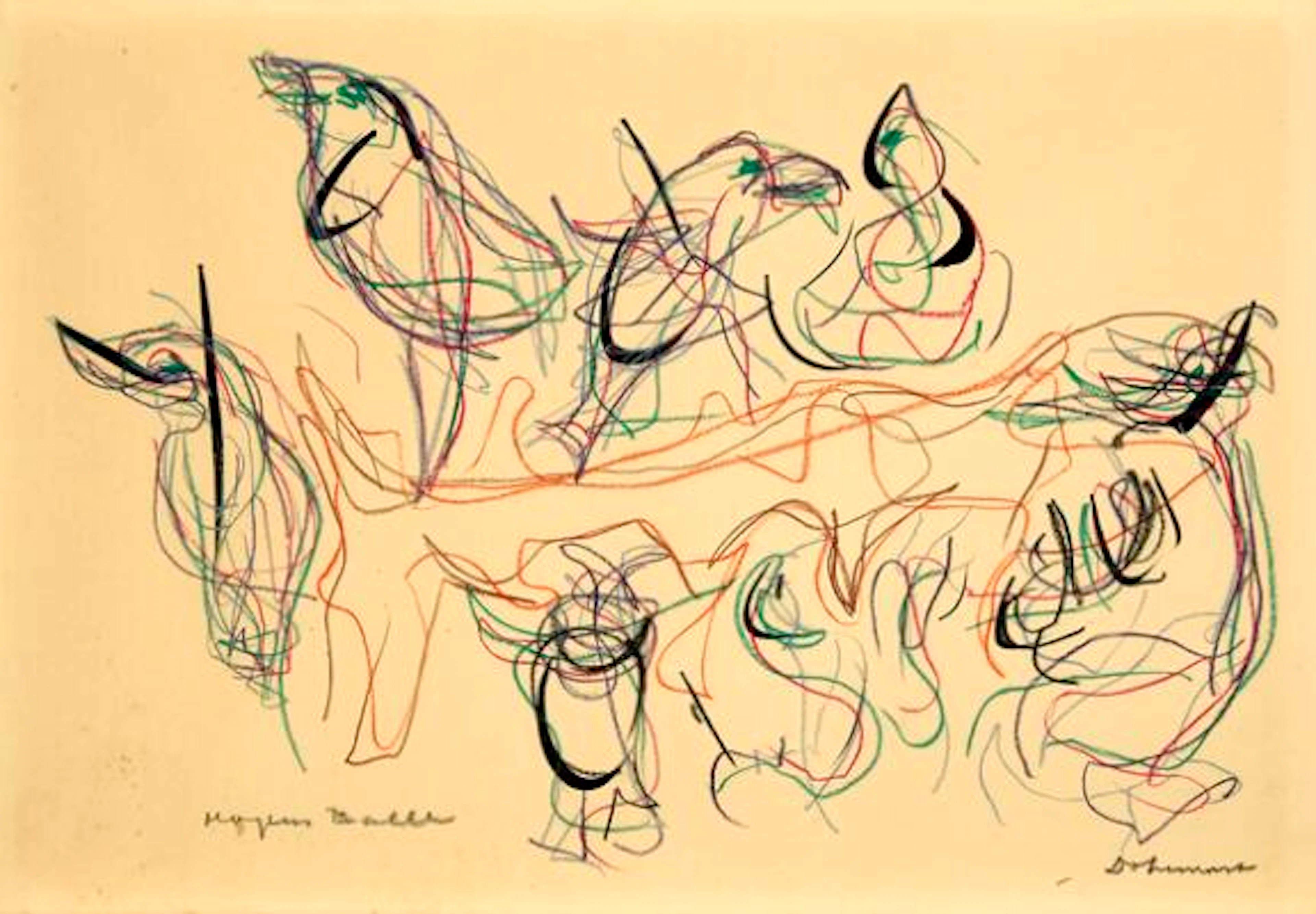 Christian Dotremont, Mogens Balle: Untitled. Signed Dotremont and