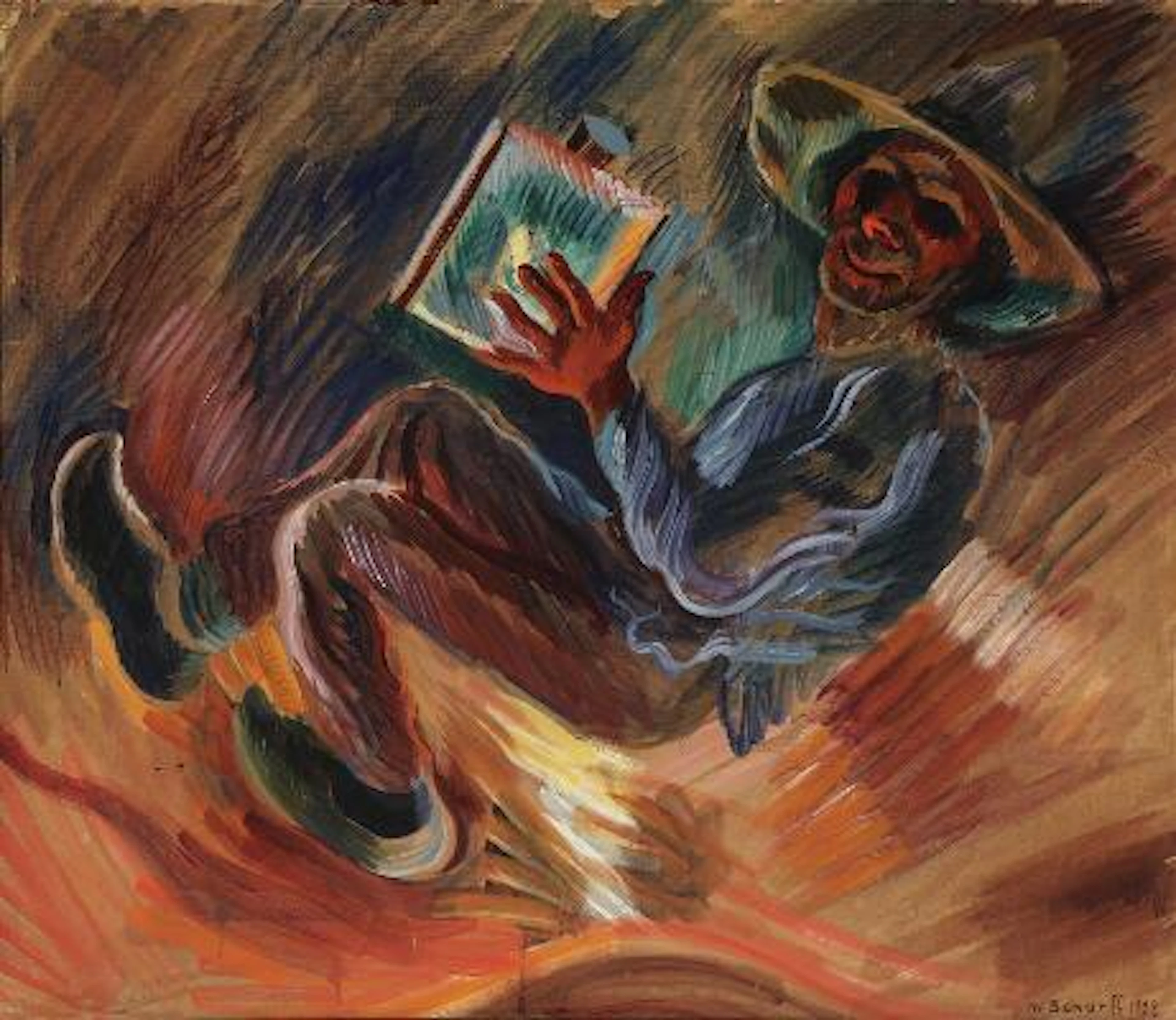 William Scharff: Lantern man. Signed and dated W. Scharff 1928. Oil