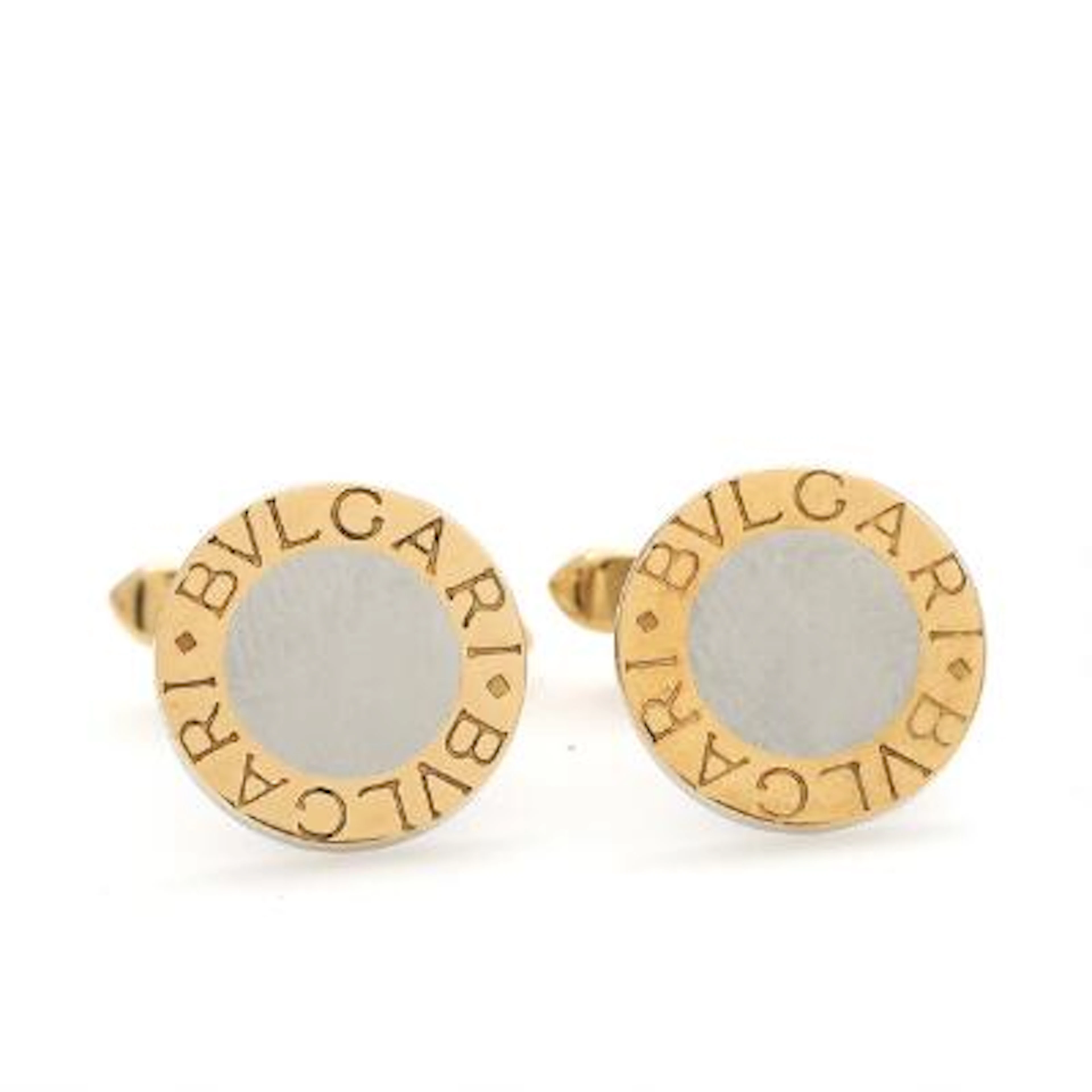Bulgari: Cufflinks in 18k gold and metal. Front diameter 1.5 cm. (2)