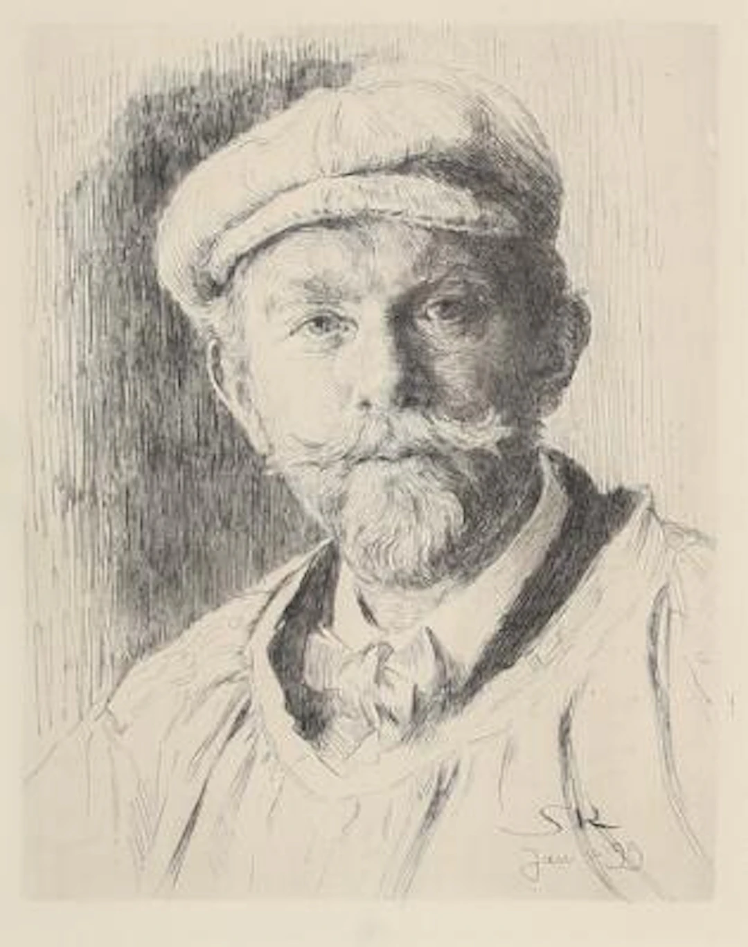 P. S. Krøyer: Artist's self-portrait. Signed in the print S. K. Jan.