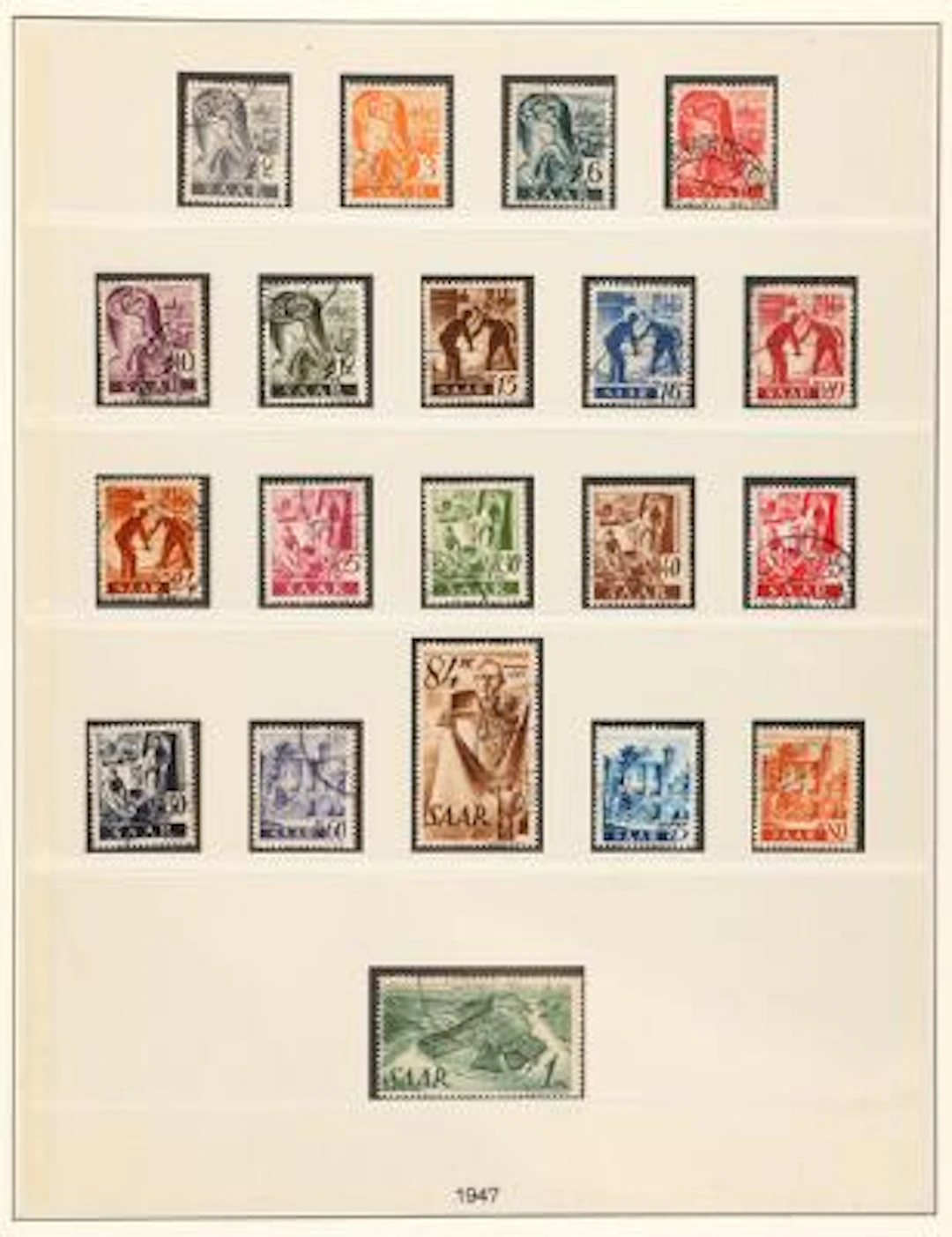 Saar. 1947-1959. Coll. in a Lindner-album incl. better values. All
