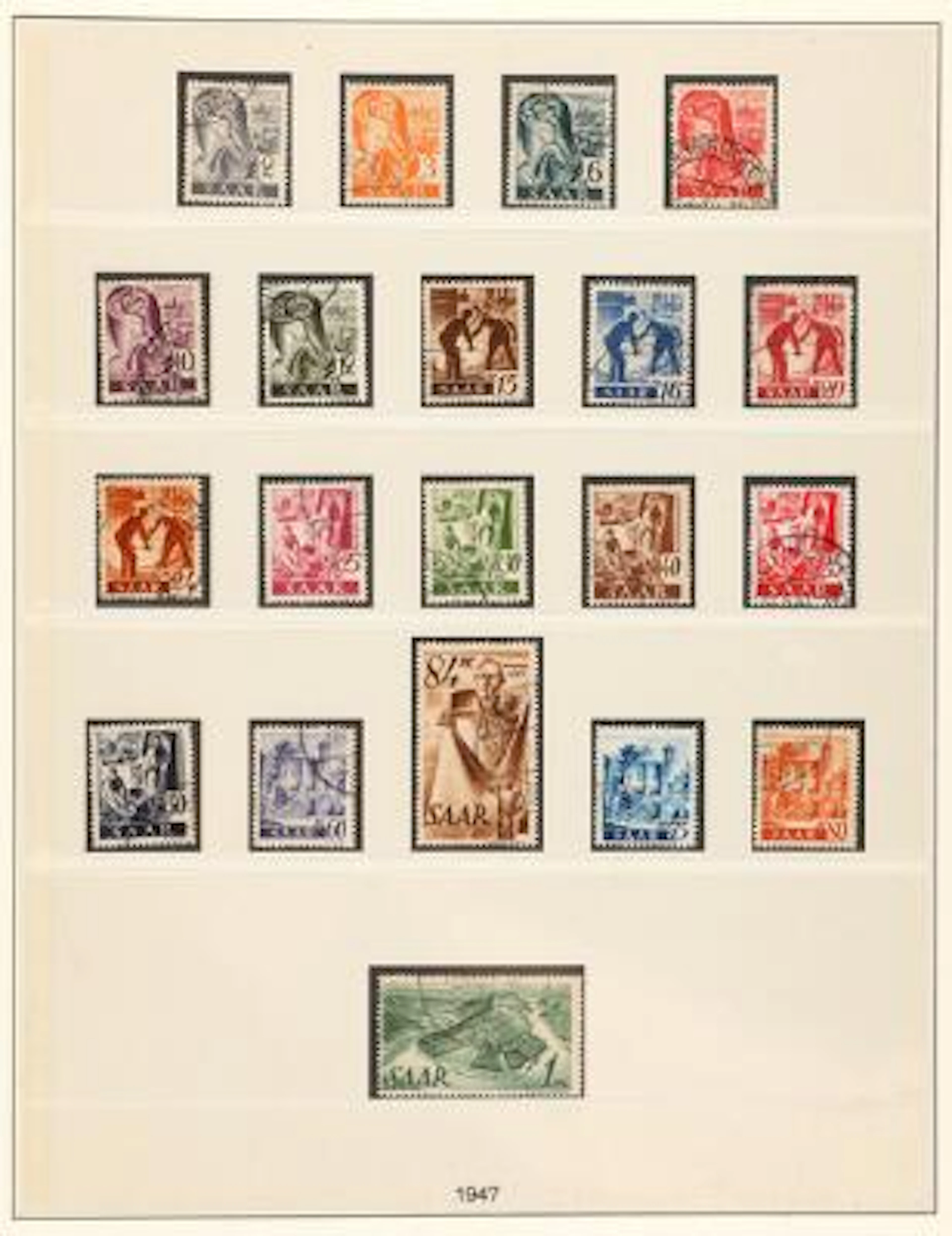 Saar. 1947-1959. Coll. in a Lindner-album incl. better values. All